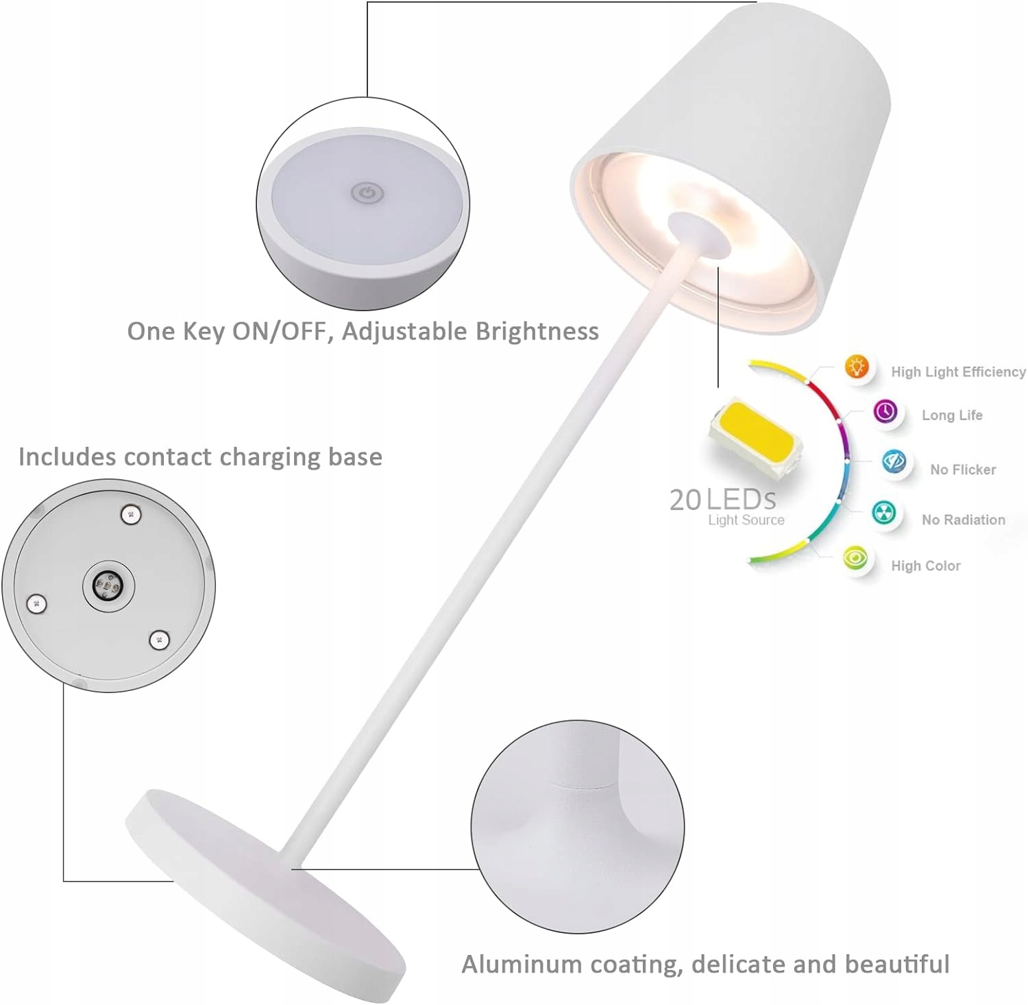 Lampka nocna stołowa K-bright 6 W ciepła biel Długość/wysokość 40 cm