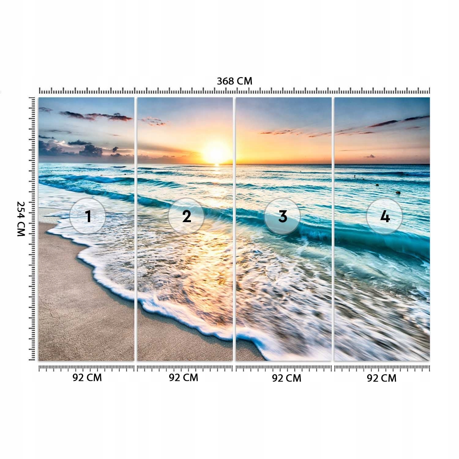 Fototapeta, Morskie fale zachód słońca 368x254 Rodzaj flizelinowa