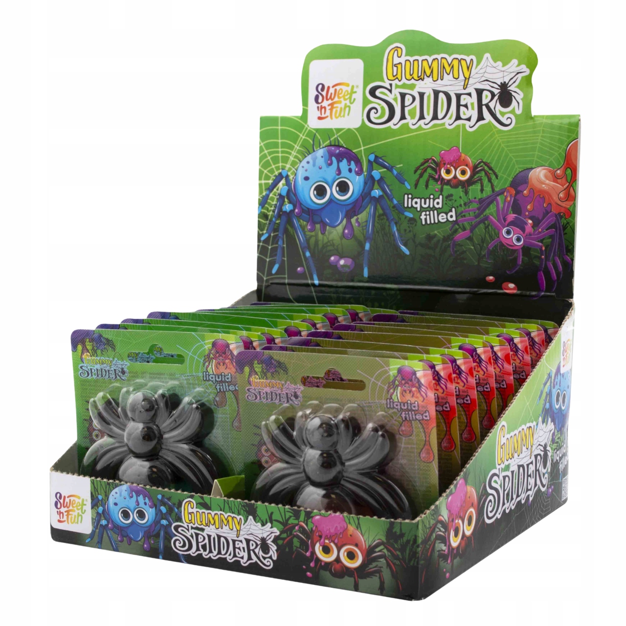 Sweet'n Fun Gummy Spider Żelki Pająki z Nadzieniem Truskawka Malina 16x45g
