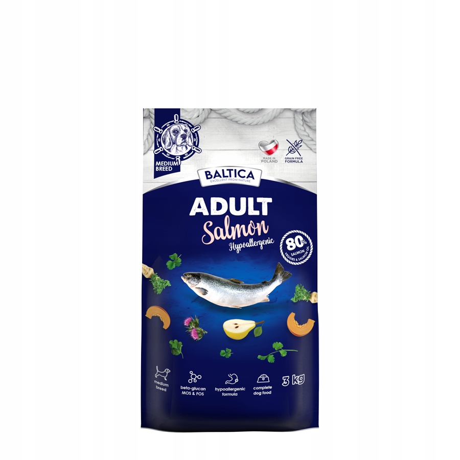 Baltica Excellent Adult Salmon Sucha Karma dla Średnich Psów M Łosoś 3kg