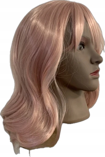 Paruka Růžová Syntetické Vlasy Růžové 50CM Vlnité S Ofinou