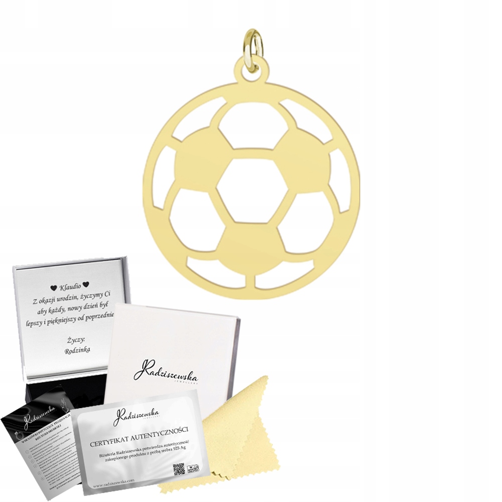 Zlatý přívěsek Fotbal Stříbro 925 Muž Dárek Věnování Bonus
