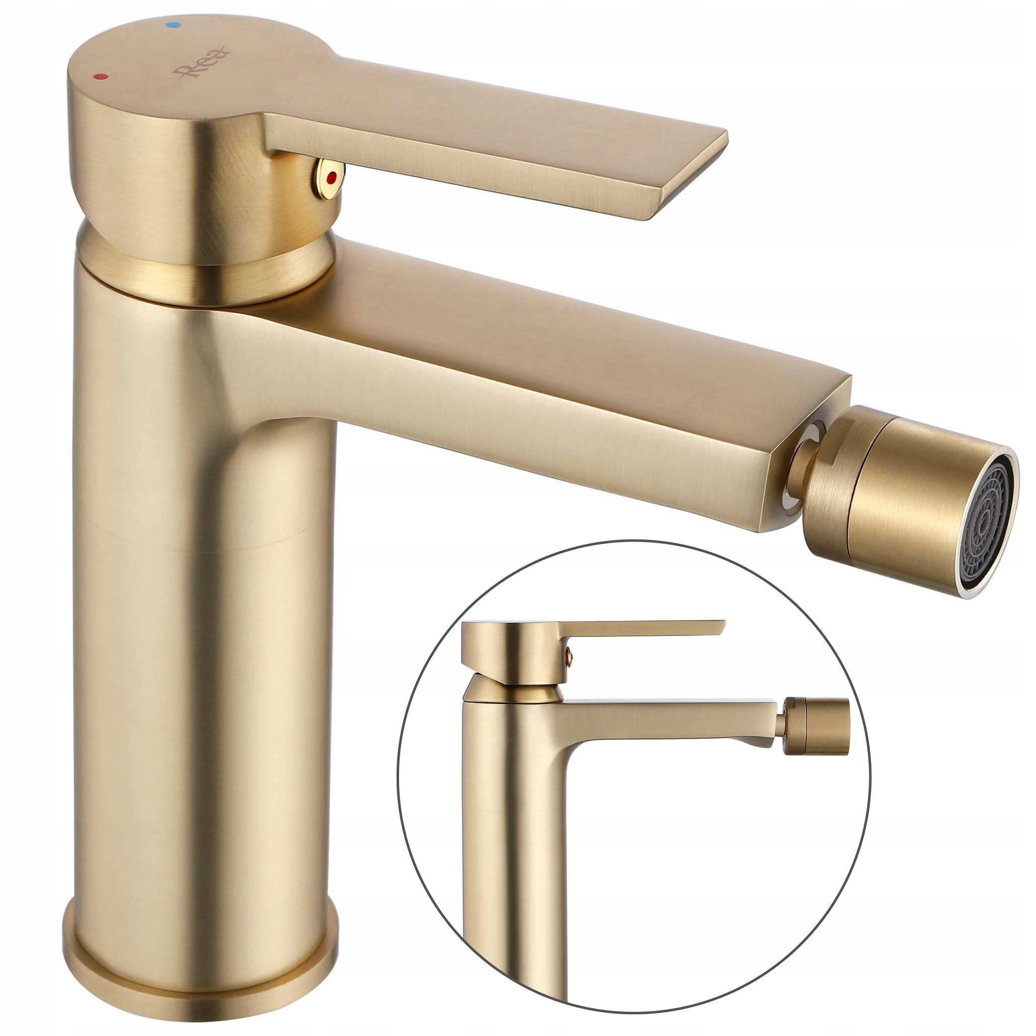 Bidetová batéria Zlatá stojaca Rea Argus Zlatá kartáčovaná na bidet