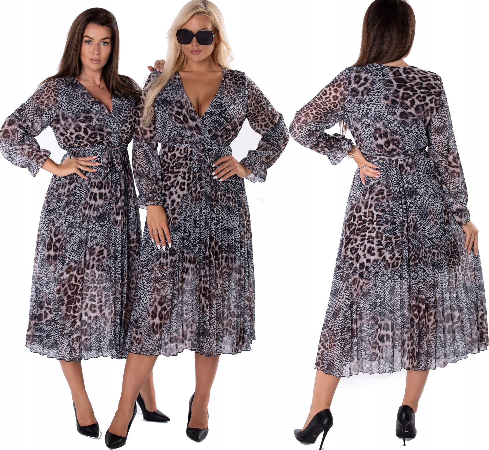 

Piękna Plisowana Sukienka Z Printem MIDI Uni