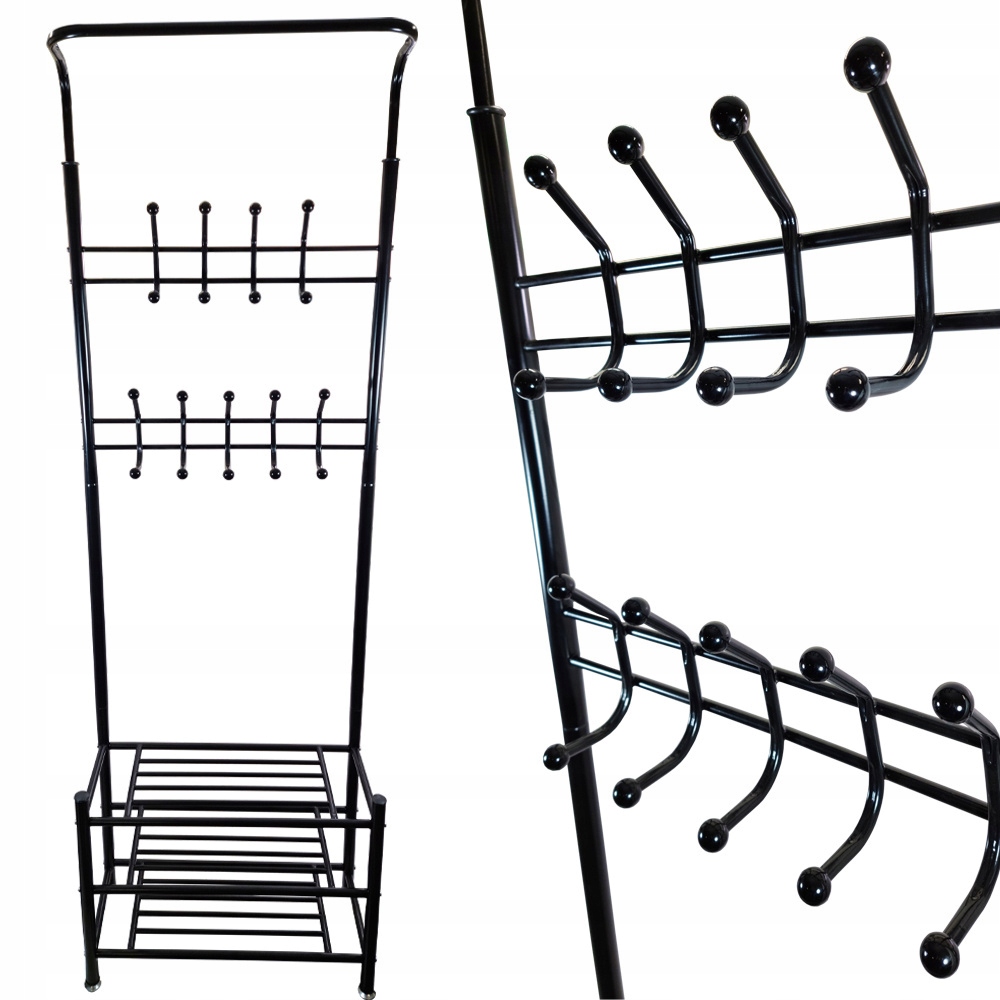 Stojanový věšák na oblečení, obuv do chodby, předsíně, černý