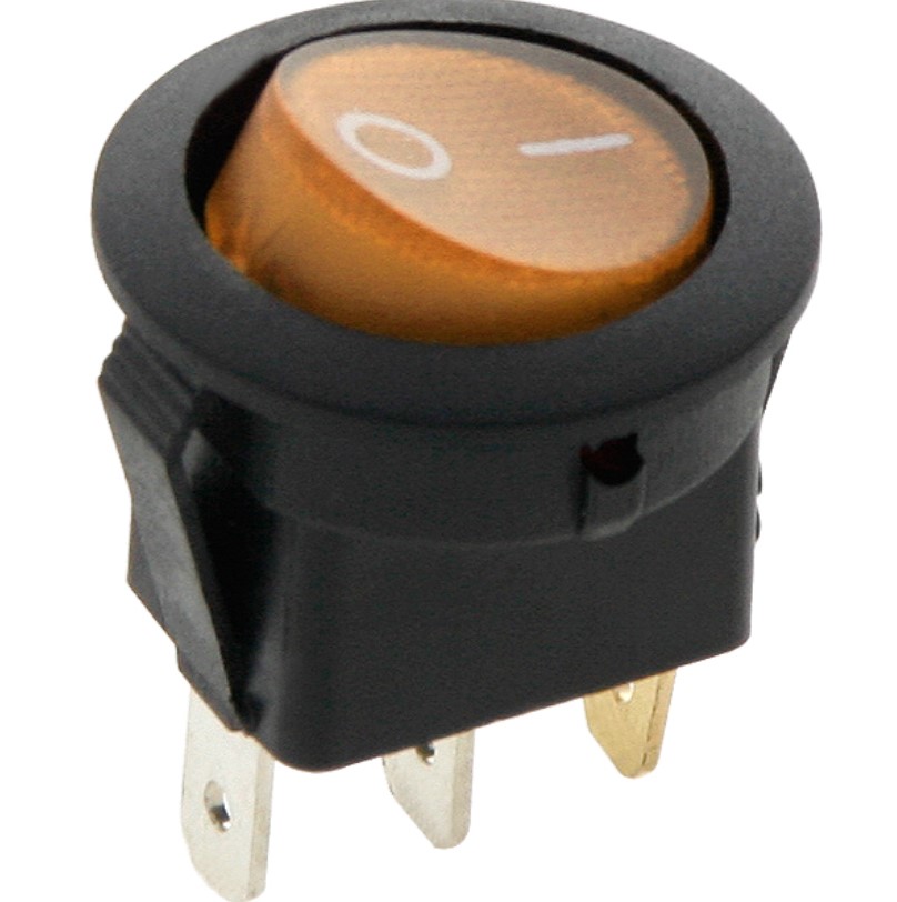 Przełącznik podświetlany kołyskowy okrągły włącznik 230V 3 Pin żółty/pom