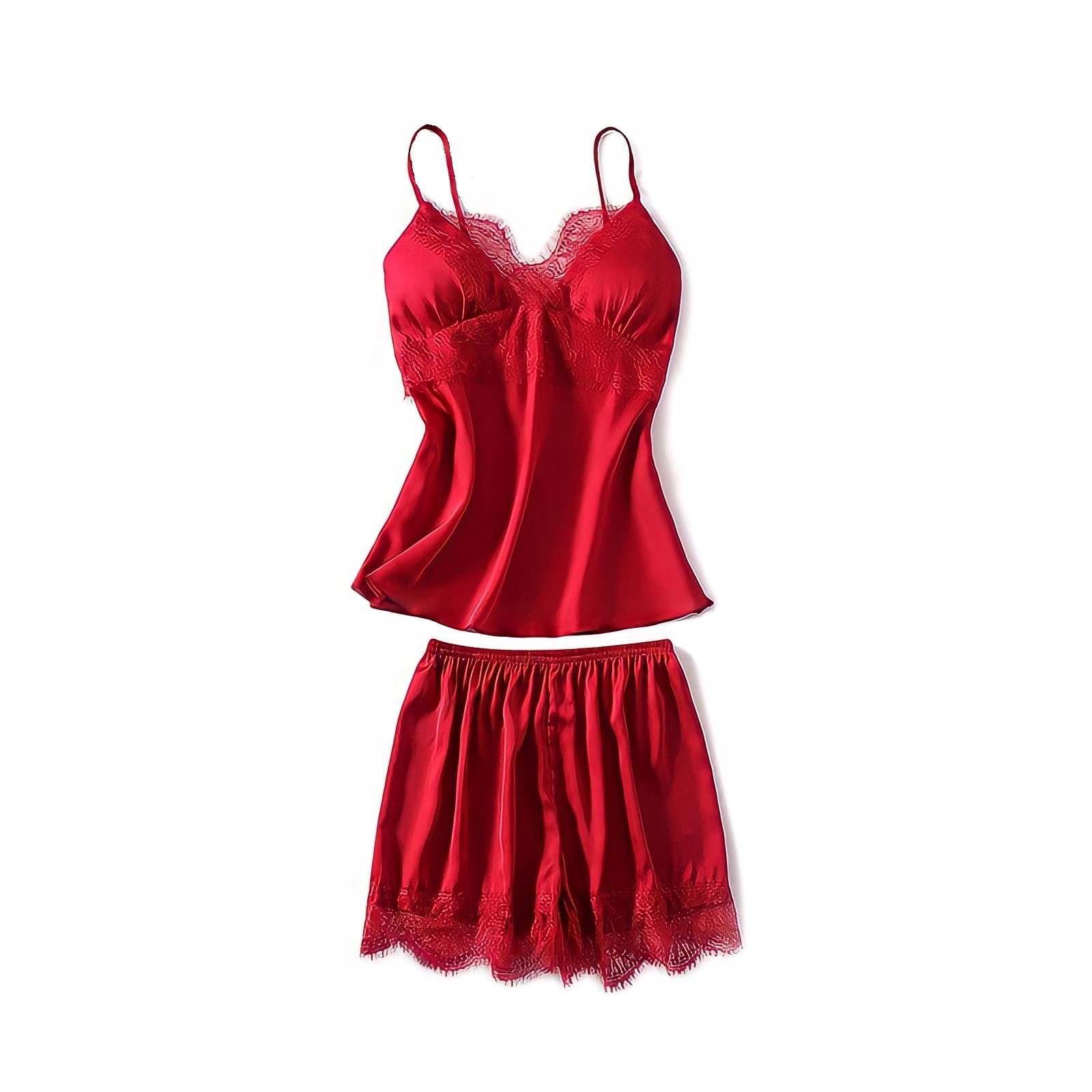 

Damska Piżama Satynowa Koszulka Spodenki Koronkowa