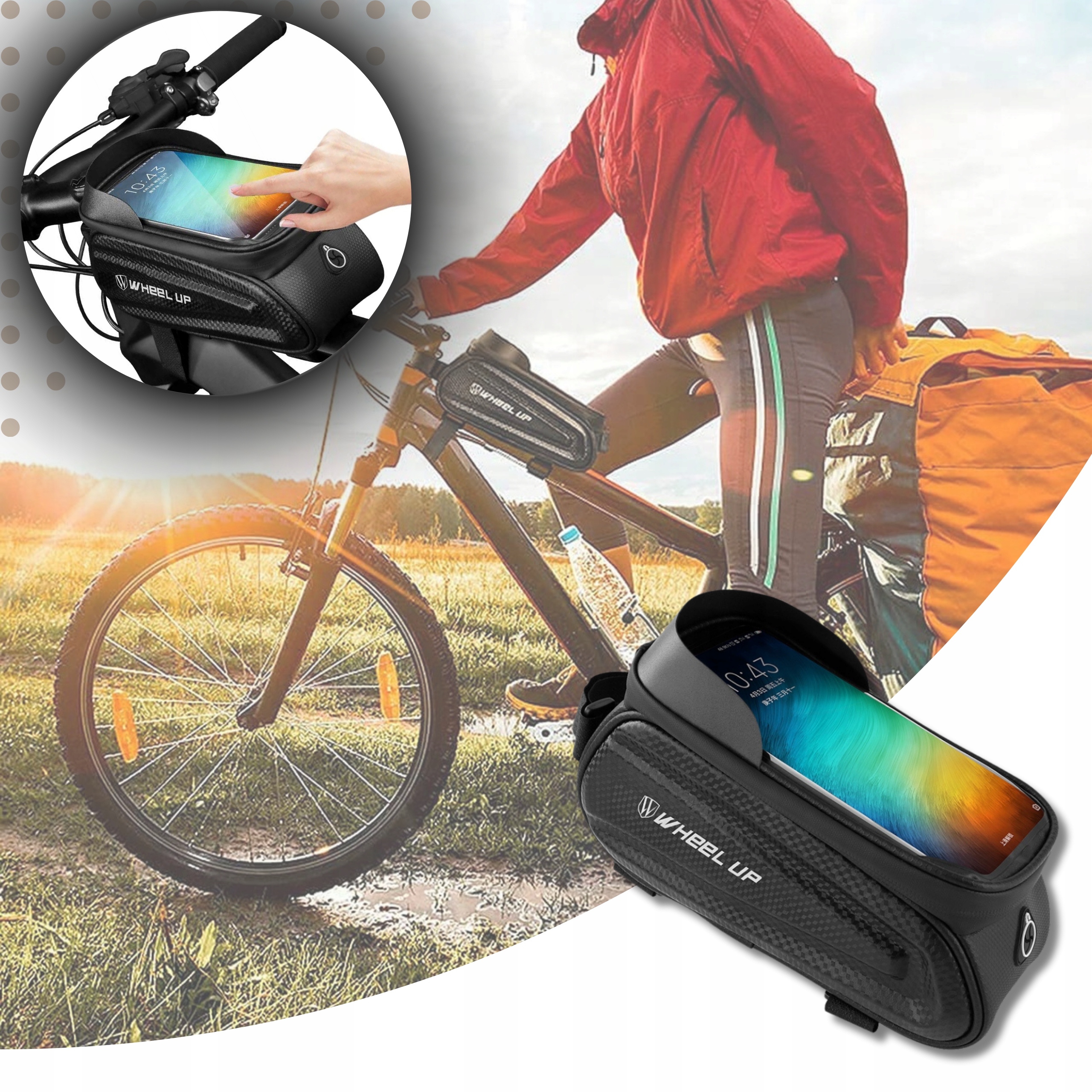 Sakwa na rower Torba Rowerowa na ramę Uchwyt rowerowy na telefon Etui Rower Waga 214 g