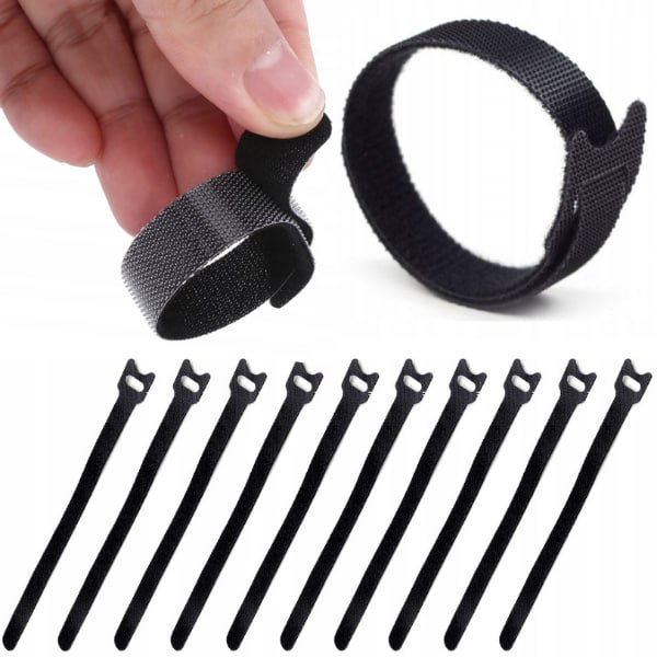 OPASKA RZEP organizer kabli 210x12mm Mocny Czarny OPASKI 10 sztuk Model Golevel