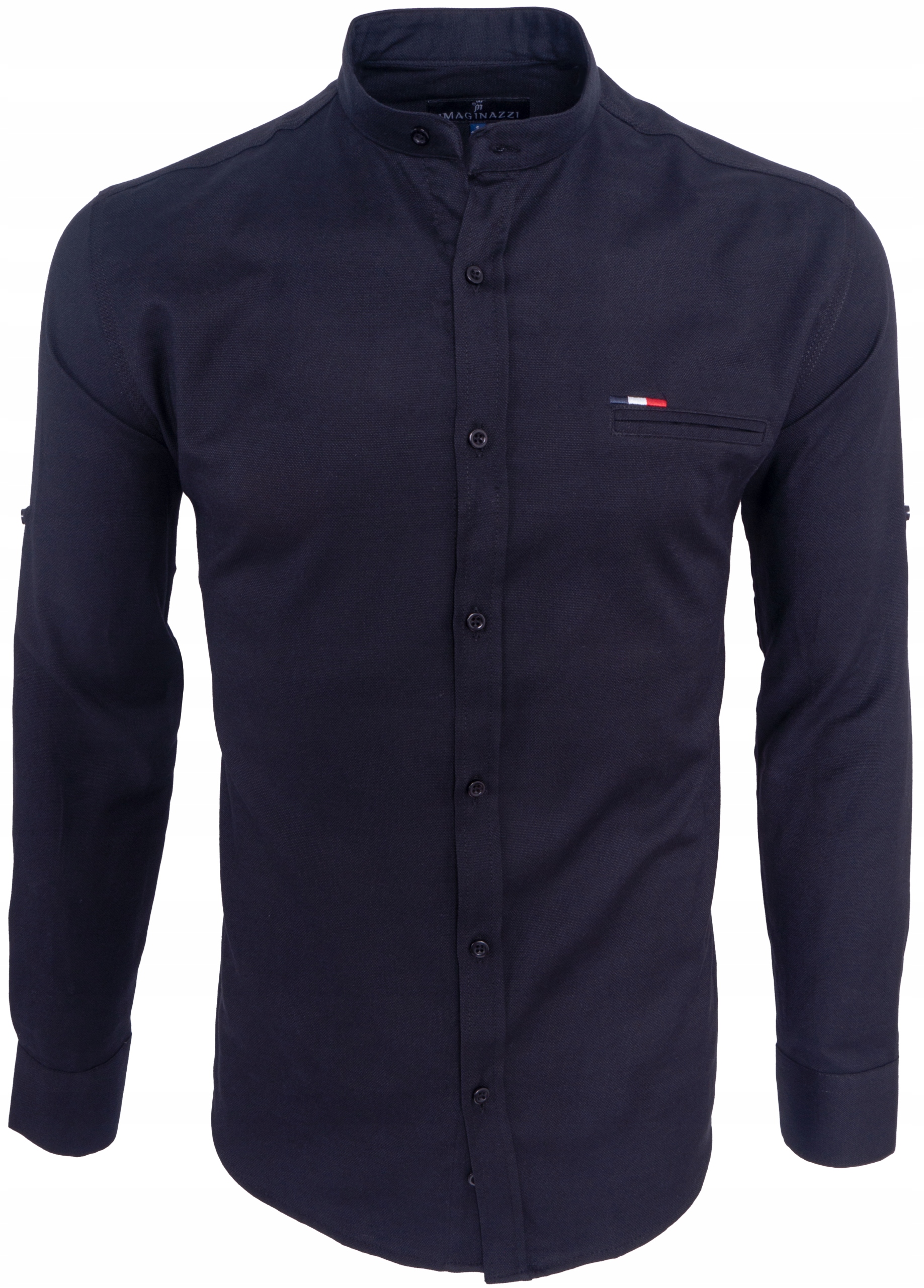 Koszula męska czarna stójka SLIM STRUKTURA - S