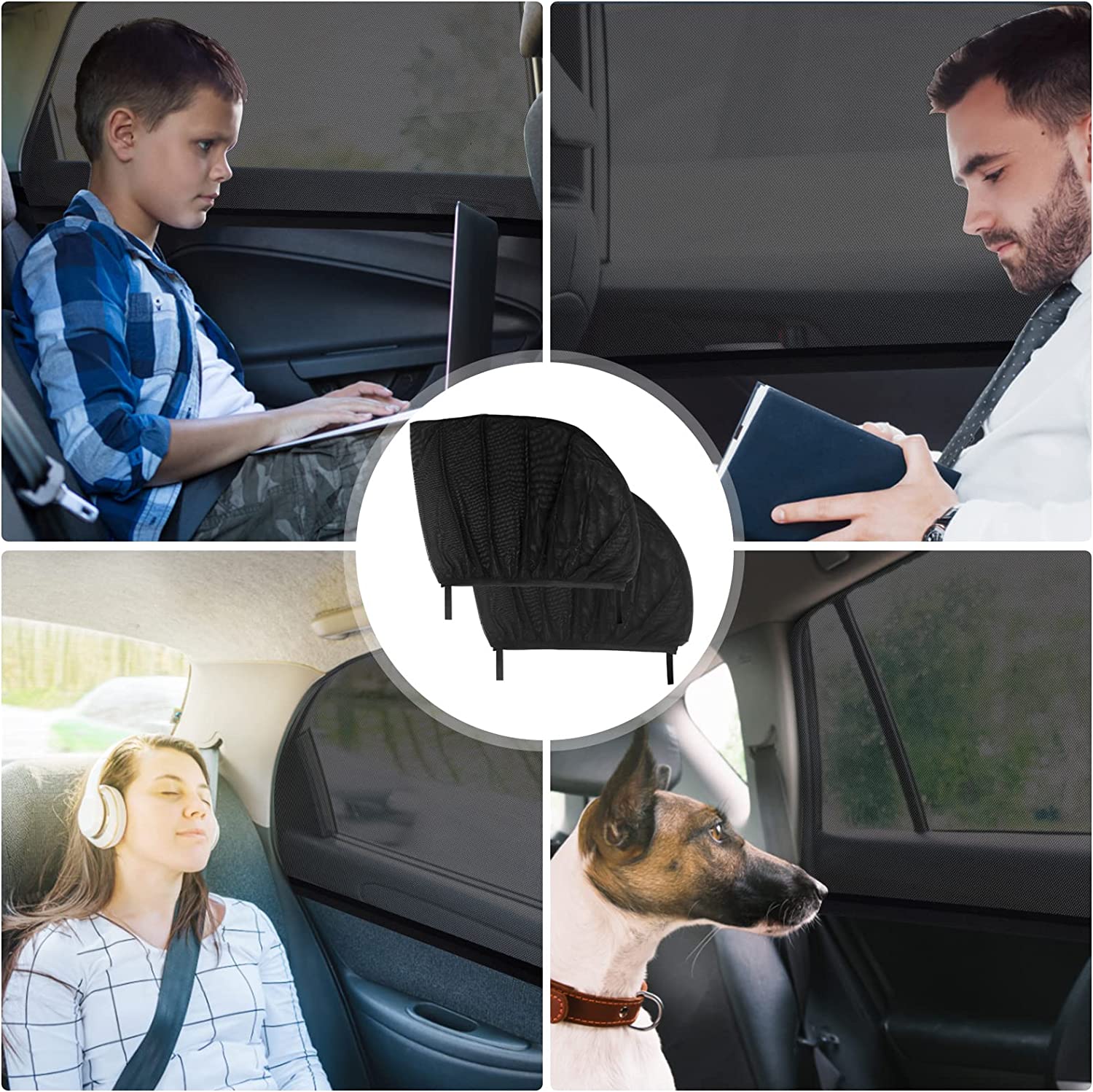 MOSKITIERA OSŁONA PRZECIWSŁONECZNA DO SAMOCHODU SAMOCHODOWE NA SZYBĘ DRZWI Kolor czerń