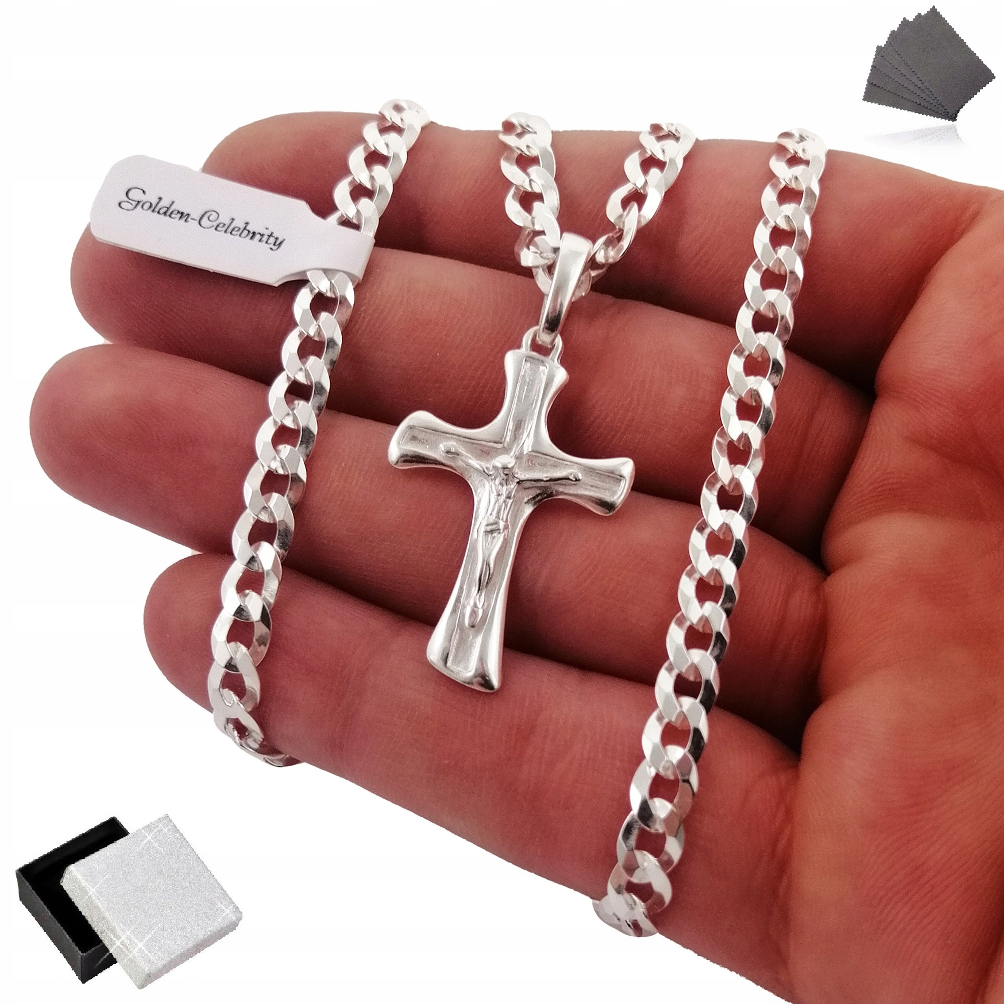 

Łańcuszek Srebrny Pancerka Z Krzyżykiem +dedykacja