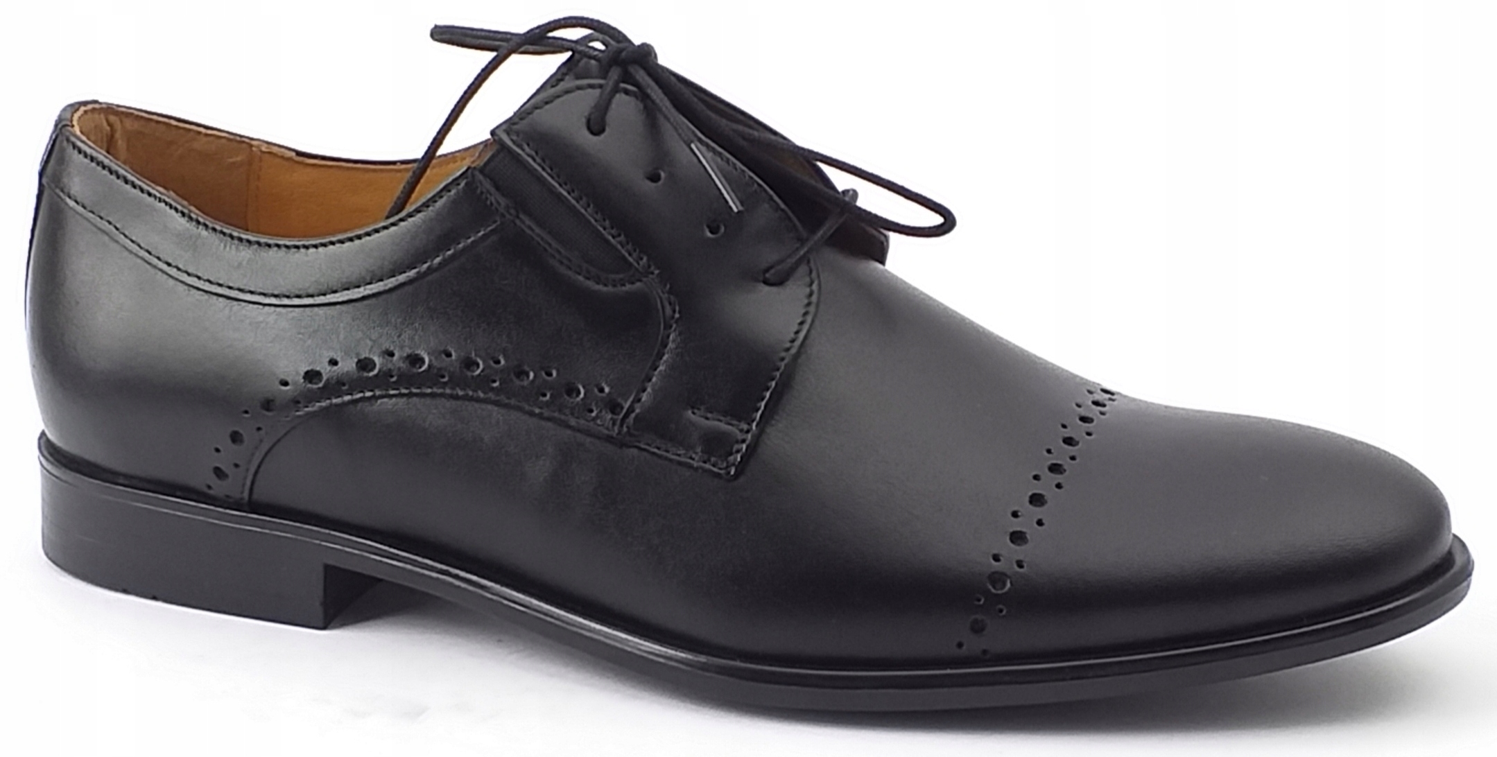 Pan 1425 Polskie Buty Skórzane Wizytowe Czarne 45