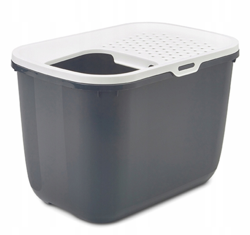 Levně Savic Kočičí Toaleta Hop In velká toaleta pro kočky vchod shora šedá antracit 58,5 cm