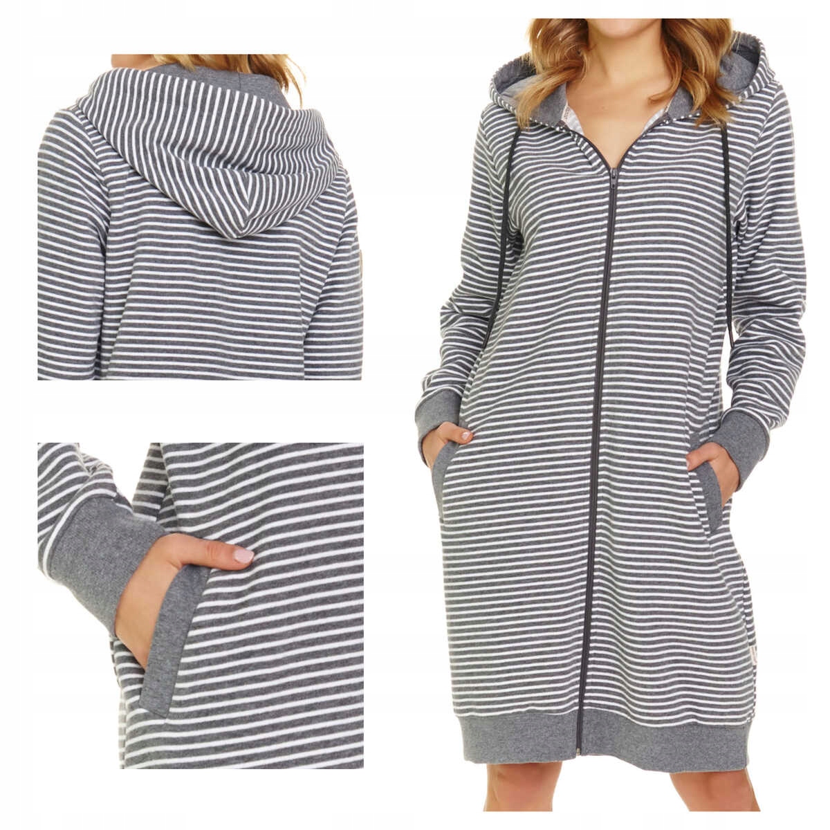 Doctornap Dámský župan na zip Swz 5246 tmavě šedý 2XL