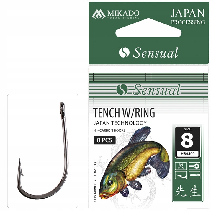 Haczyki 8 Tench W/ring Bn Mikado Sensual z oczkiem na lina 10 sztuk