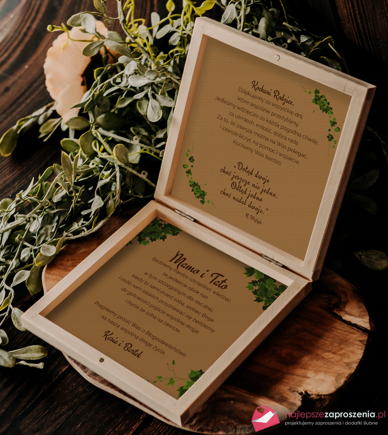ZAPROSZENIA dla Rodziców w pudełku boho Marka inny