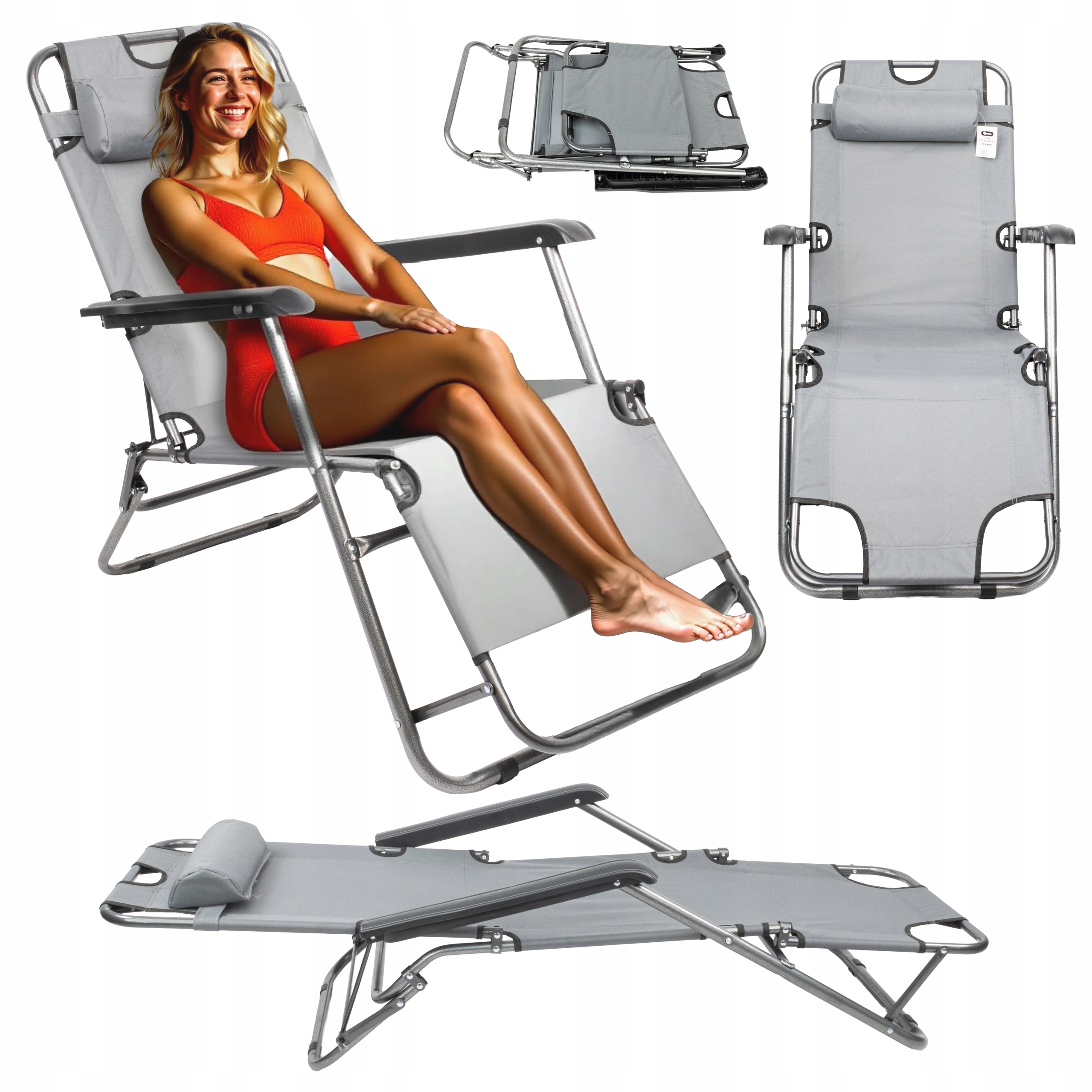 Leżak Ogrodowy Grawitacyjny Składany Plażowy Krzesło Kempingowe Poduszka