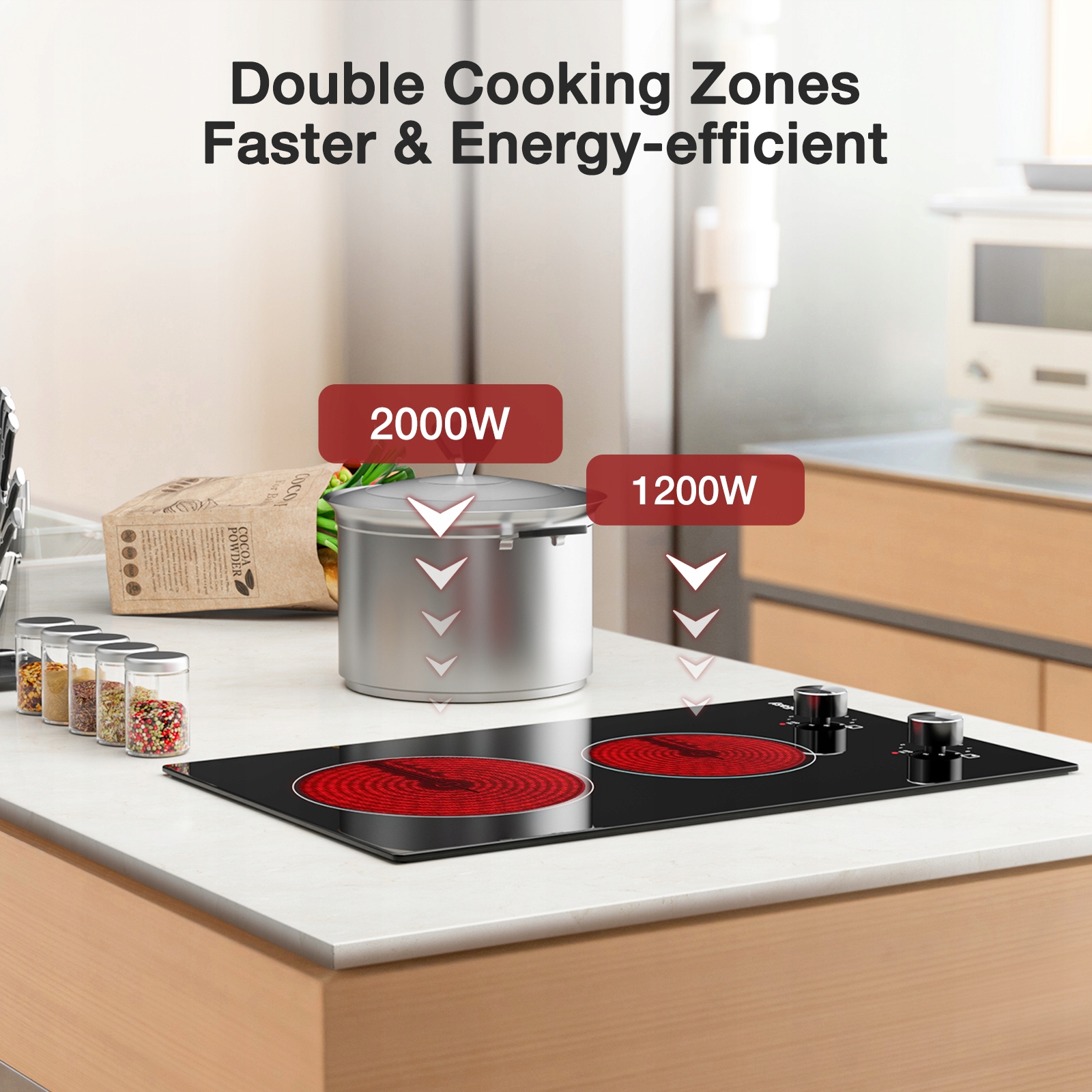 Płyta szklano-ceramiczna IsEasy Podwójne strefy 3200 W 29,5 cm Kod producenta G3545