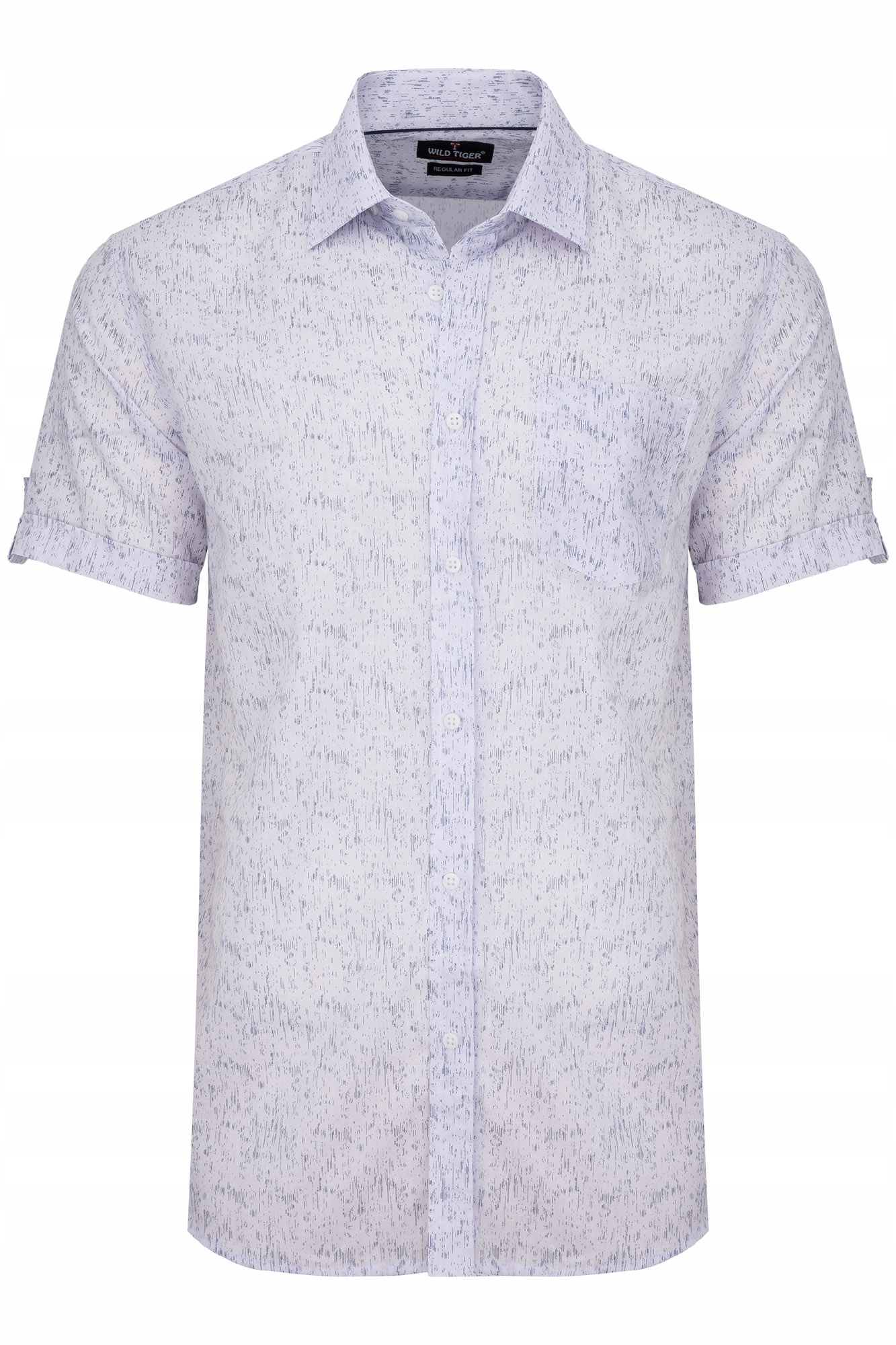 Pánská Košile Bílá Ve Vzoru Krátký Rukáv Elegantní Tenký Límec XL/44