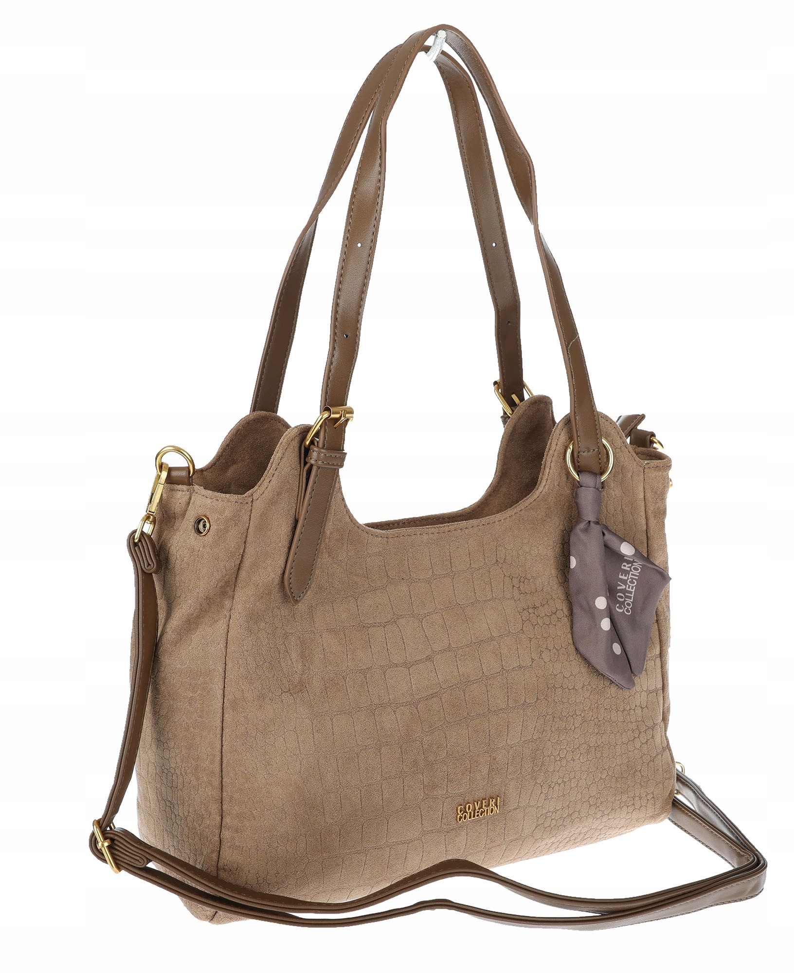 Dámská shopper kabelka prostorná semišová módní taška přes rameno CC062 Béžová