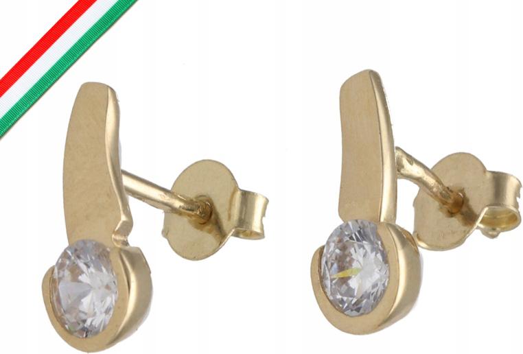Zlaté náušnice 585 jemné se zirkony 1,33g elegantní pro ni 14k