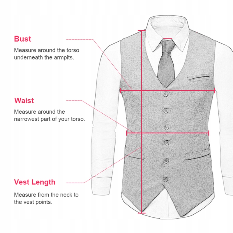 Men's Suit Vest Herringbone Slim Fit Single Breast Wzór dominujący aztecki