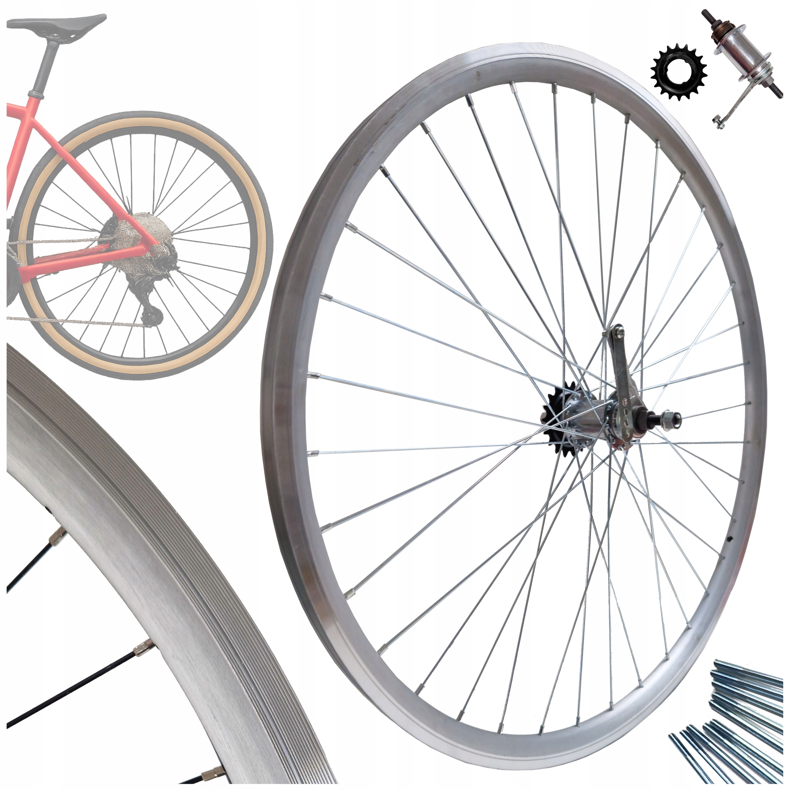 Koło rowerowe tylne 24 cale EpiCycle Rivo 19 Vb EP-11BS Torpedo srebrne