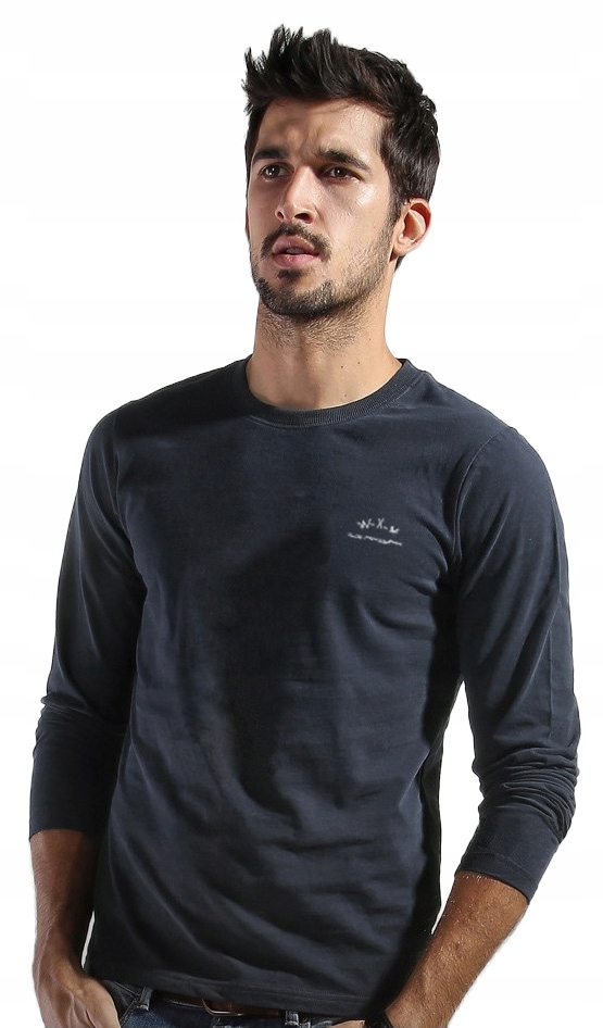 Duża Koszulka Męska z Długim Rękawem WXM 5XL stalowy