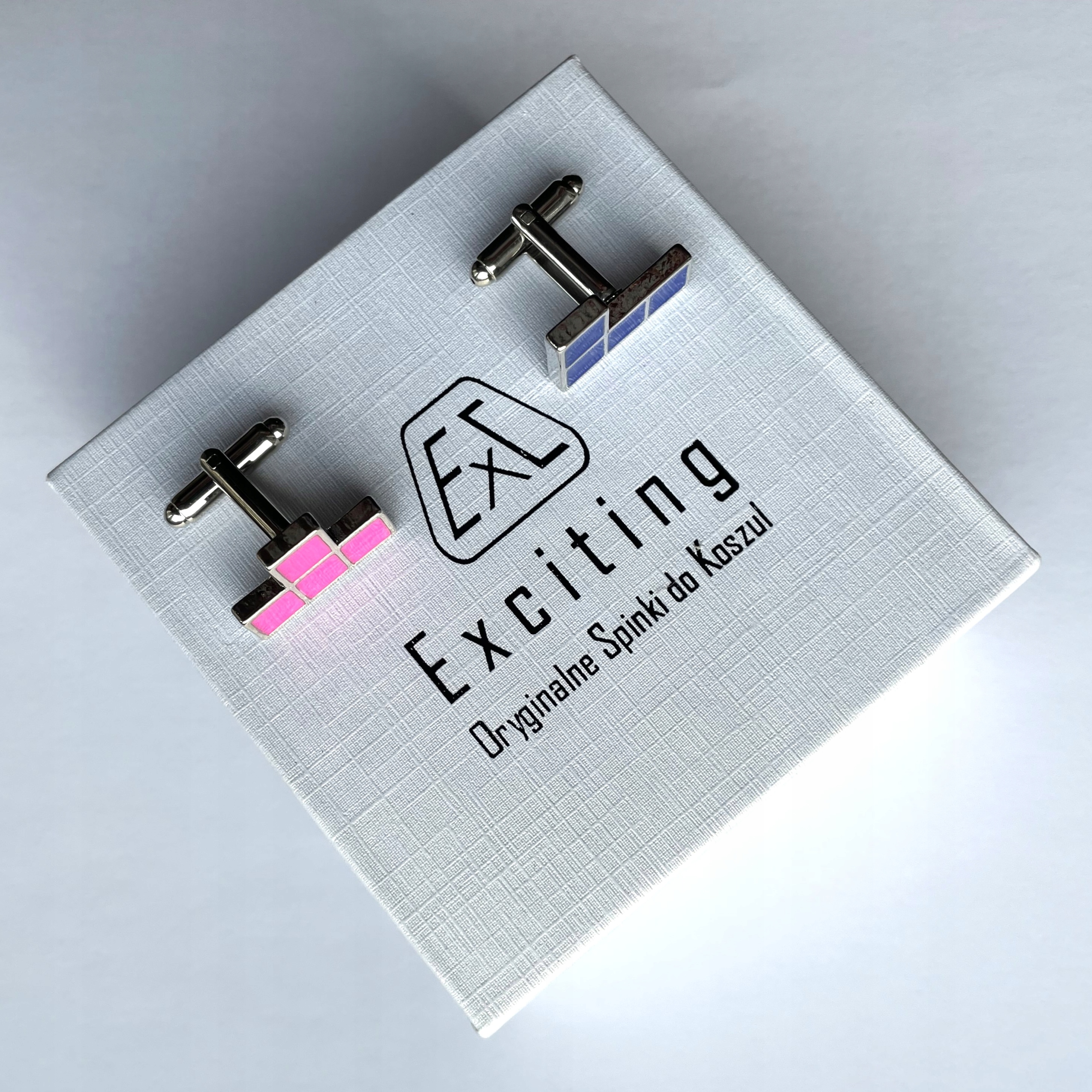 Barevné módní manžetové knoflíčky Exc Kostky Tetris jako dárek pro chlapce