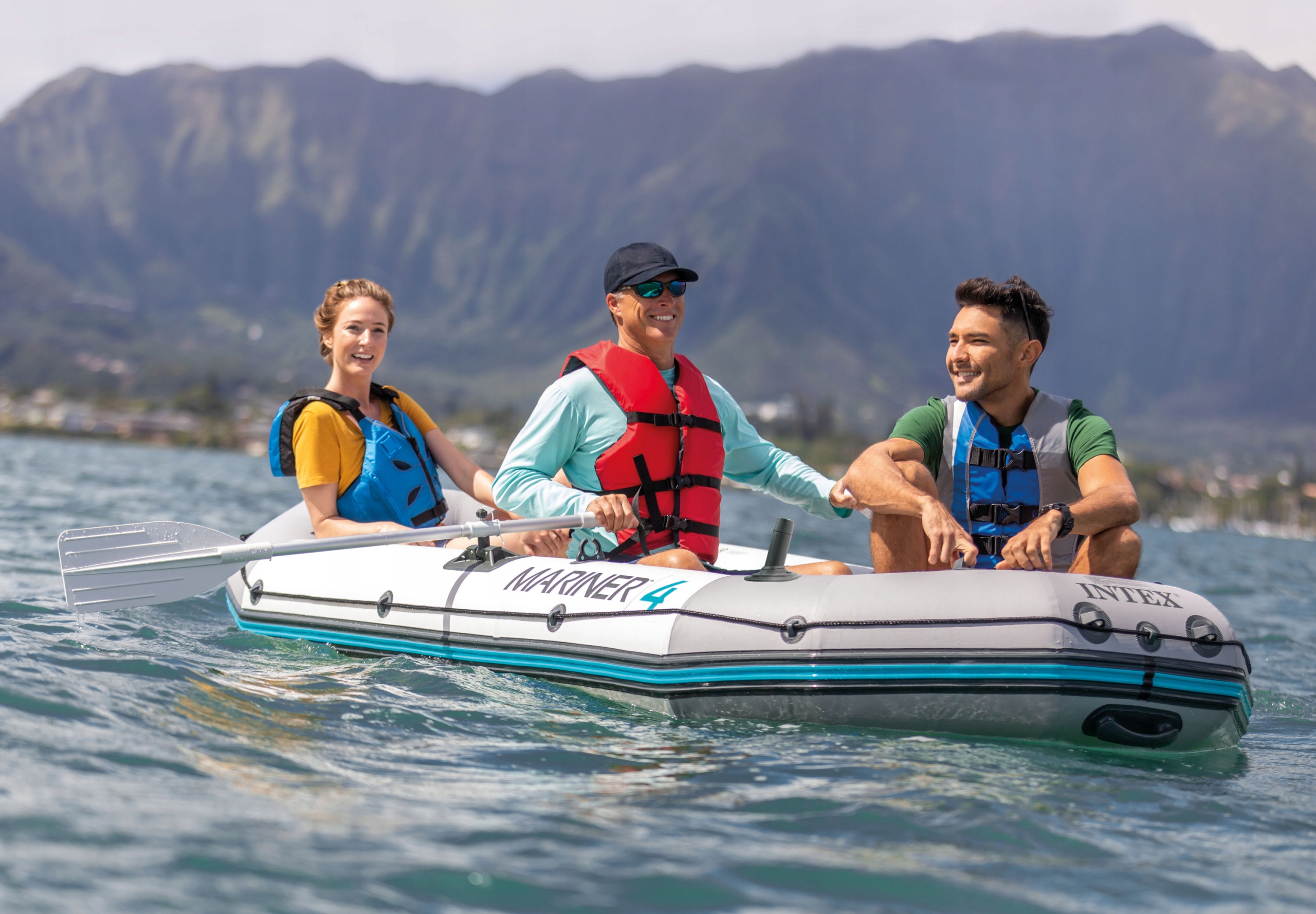 INTEX 68376 PONTON MARINER 4 328x145cm WIOSŁA POMP Kolor szary