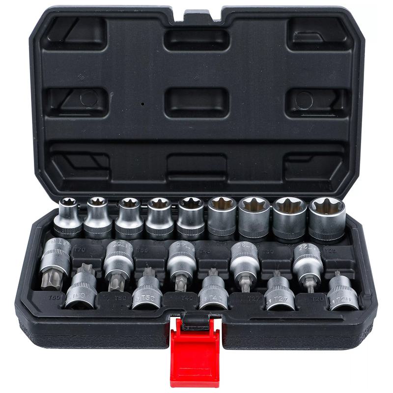 Sada bitů/nástrčných klíčů 6hranných 12,5 mm 1/2" Torx, 19 ks