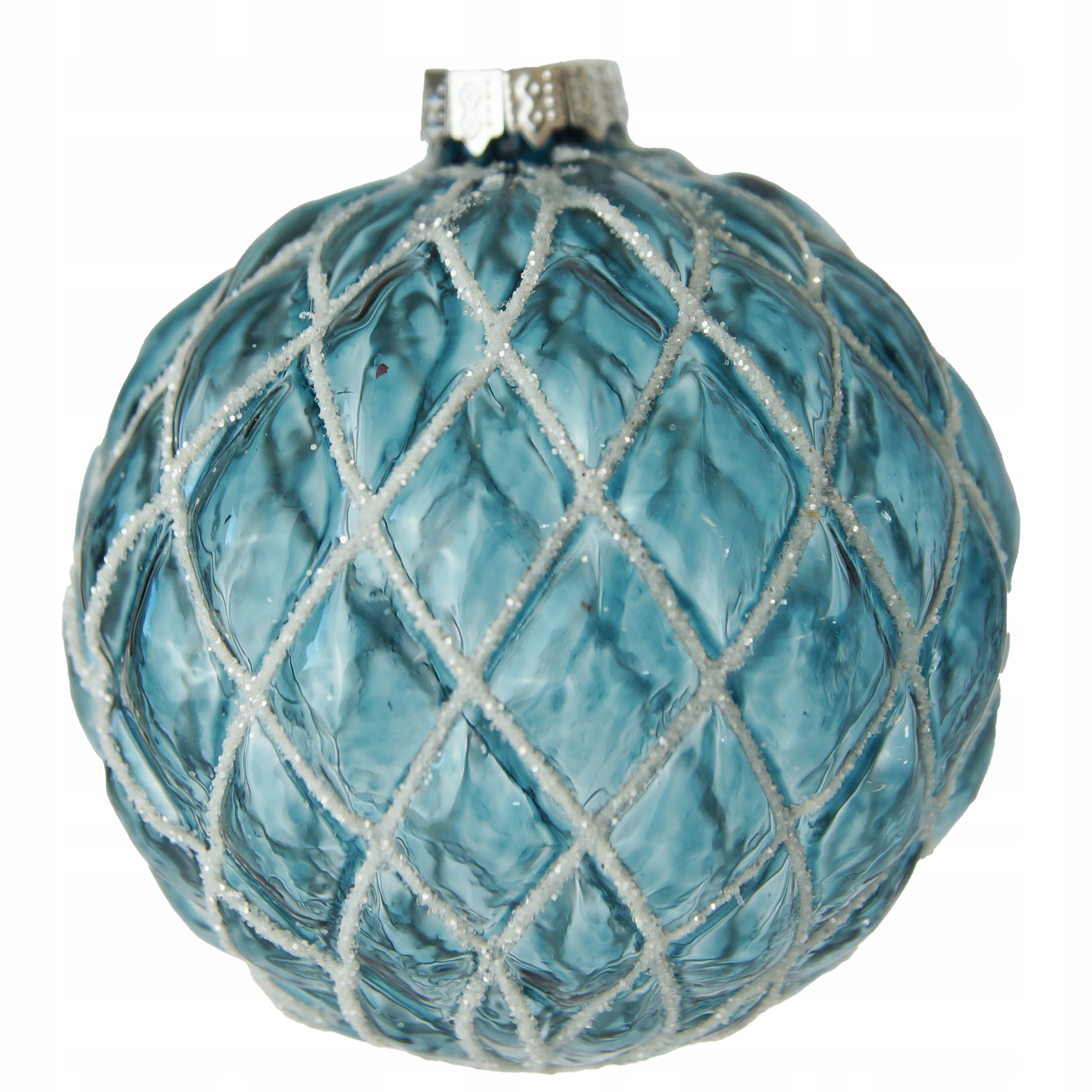 

Bombka Szklana Niebieska Dekorowana na Choinkę 8cm