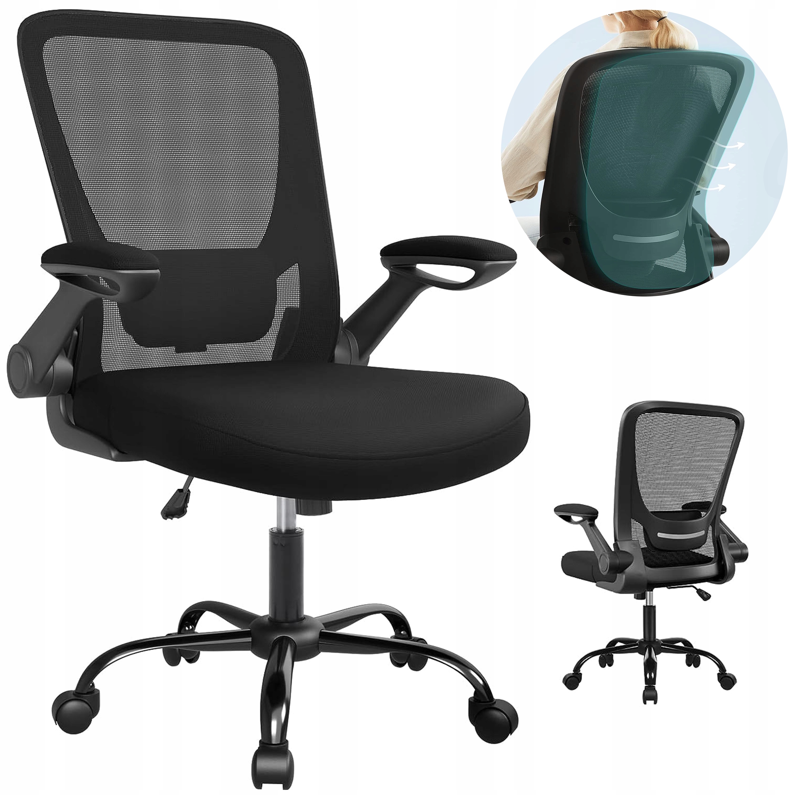 Kancelárska Stolička Ergonomické Kreslo S Operadlom, Čierna, Pohodlné