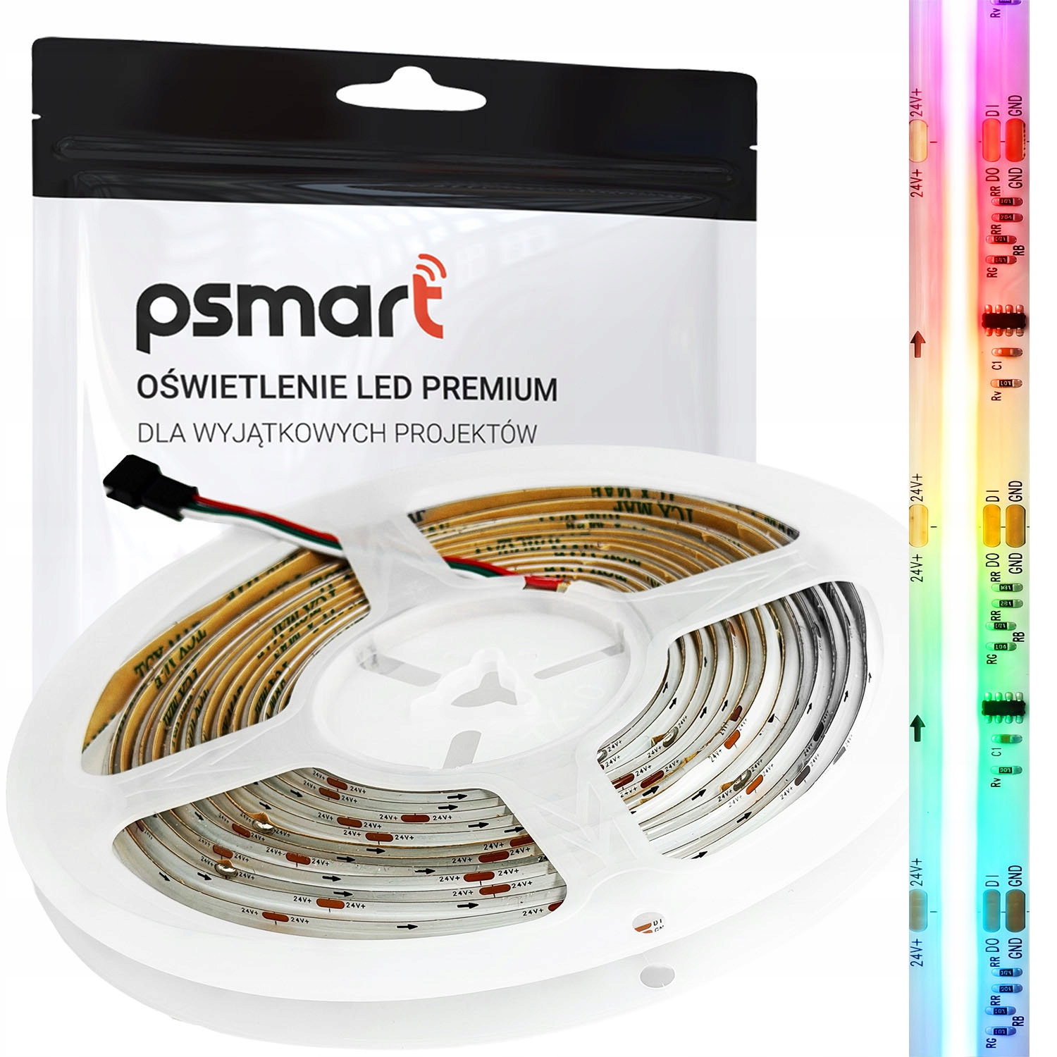 Taśma Led Cob 24V Cyfrowa WS2811 Rgb-ic 10mm IP65 720 Led/m 5m Psmart