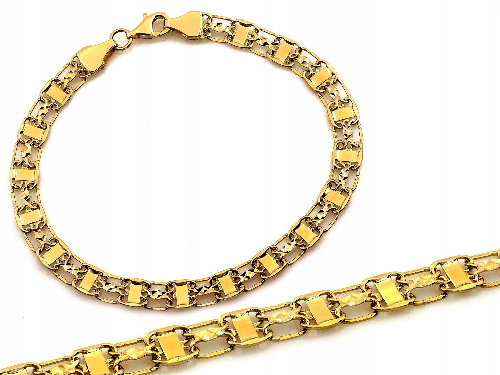 Zlatý náramek 585 ažurová páska pohyblivé prvky 20 cm Valentýn 4.82 g