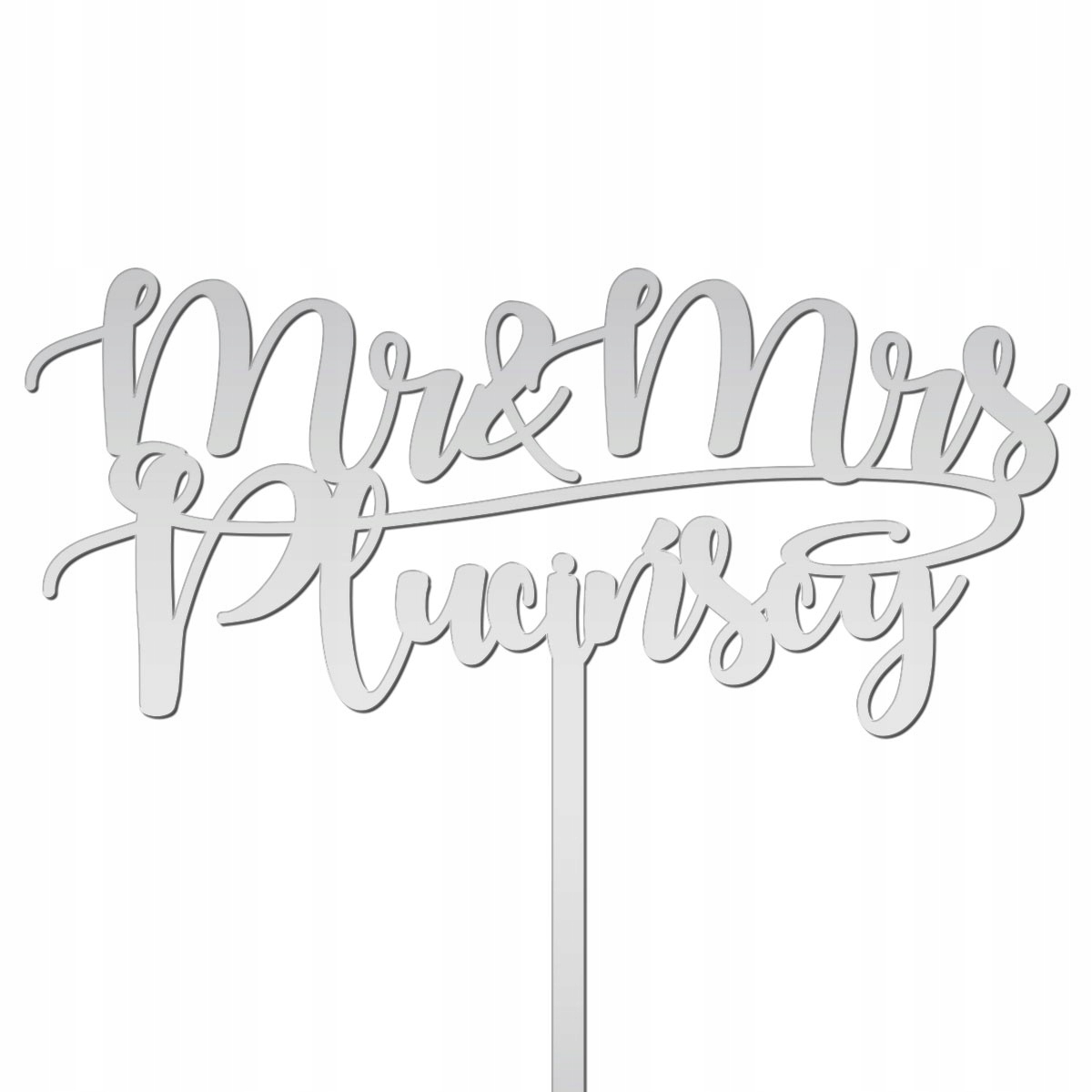 

Topper Mr Mrs Napis Tort Dekoracja Nazwisko Srebro
