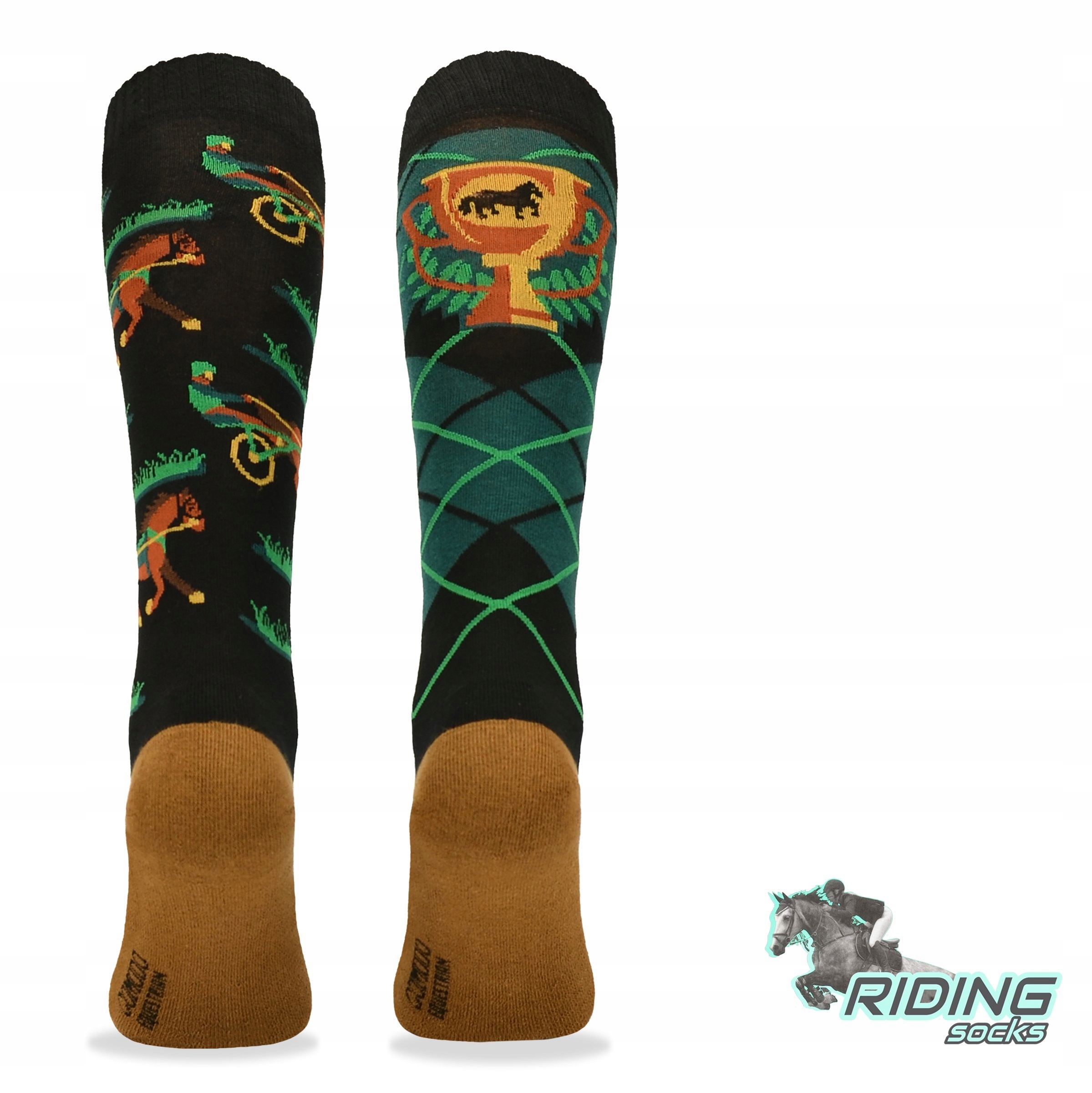 Modne skarpety bawełniane do jazdy na koniu czarne Kolekcja Podkolanówki jeździeckie SJBW
