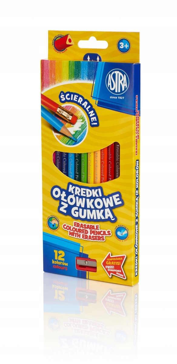 

Kredki ołówkowe ścieralne temperówka