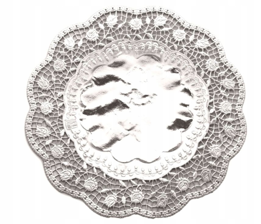 

Srebrne Serwetki Podkładki Talerz Wesele 36CM x10