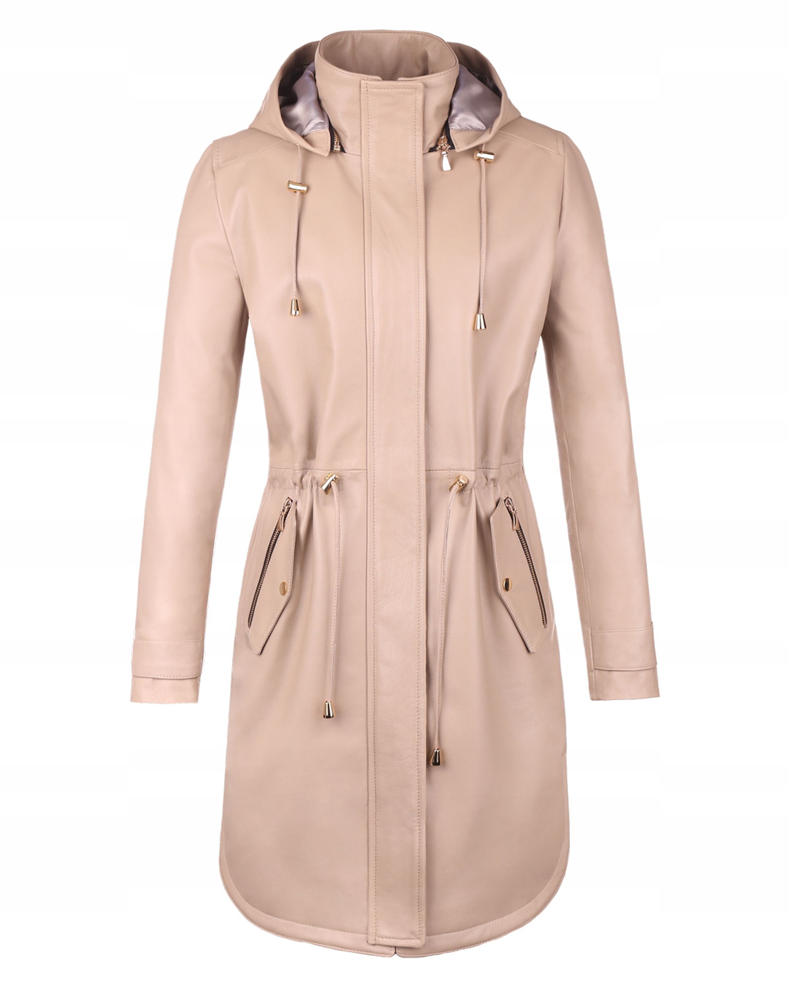 Tomskór Dámský Kožený Kabát Parka Latte