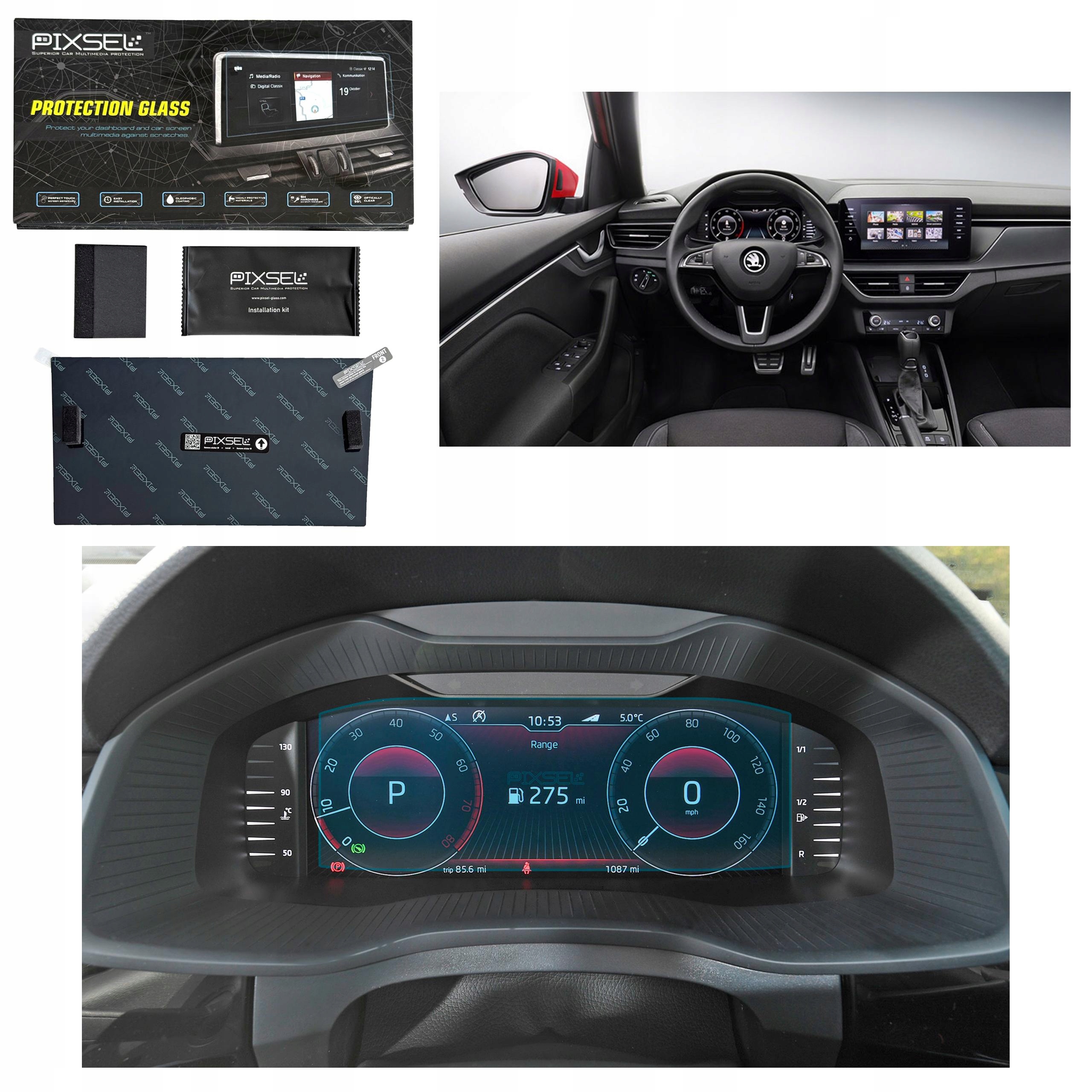 Antyodciskowe Matowe Szkło Ochronne Skoda KAMIQ-9.9“ 2023-