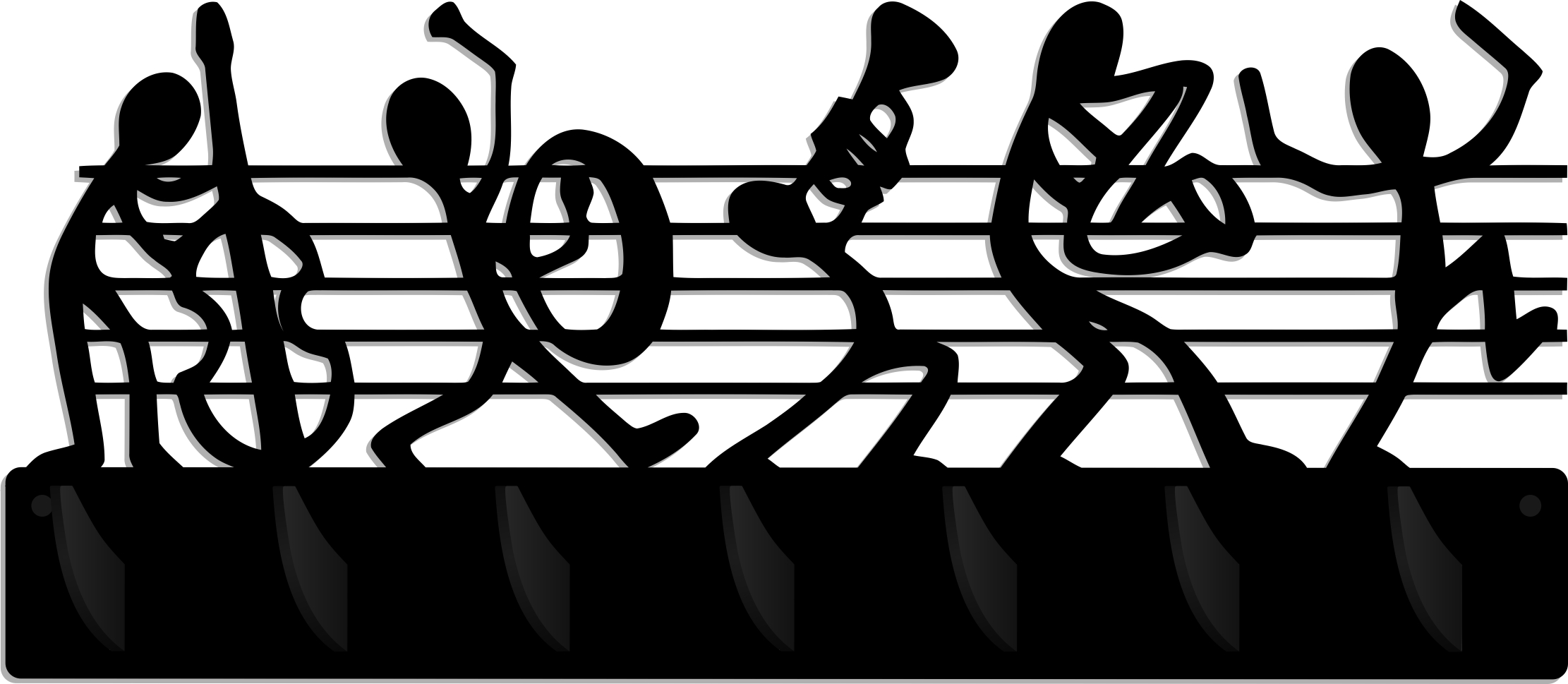 Nástěnné věšáky na oblečení, černé, pro hudebníka do hudební školy