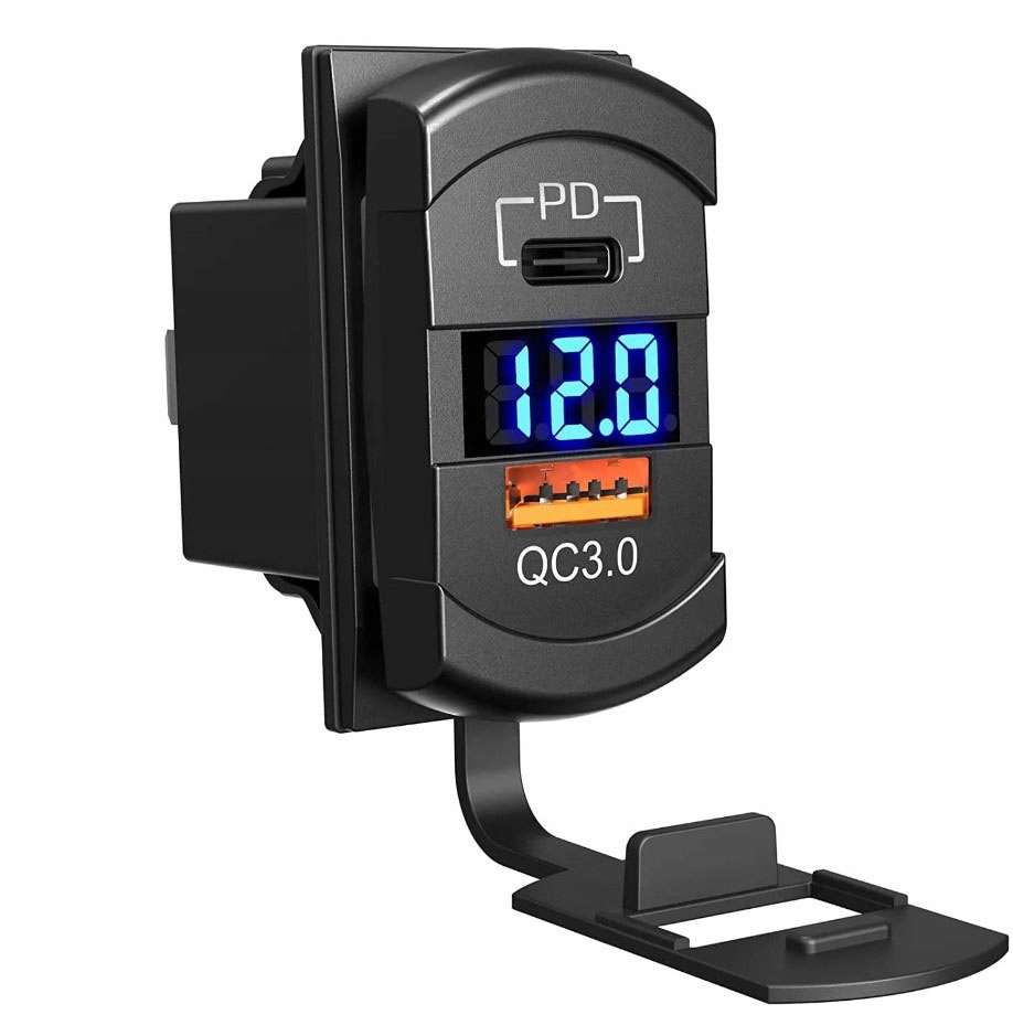 ŁADOWARKA SAMOCHODOWA USB 3.0 PD Z WOLTOMIERZEM RED Producent inny