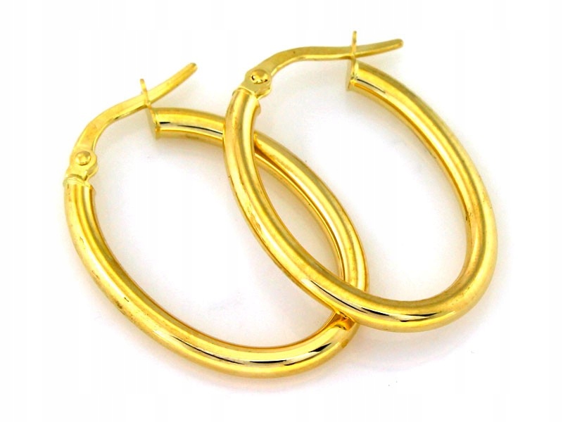 Oválné náušnice 585 oválné kruhy zlaté anglické zapínání 14kt jako dárek