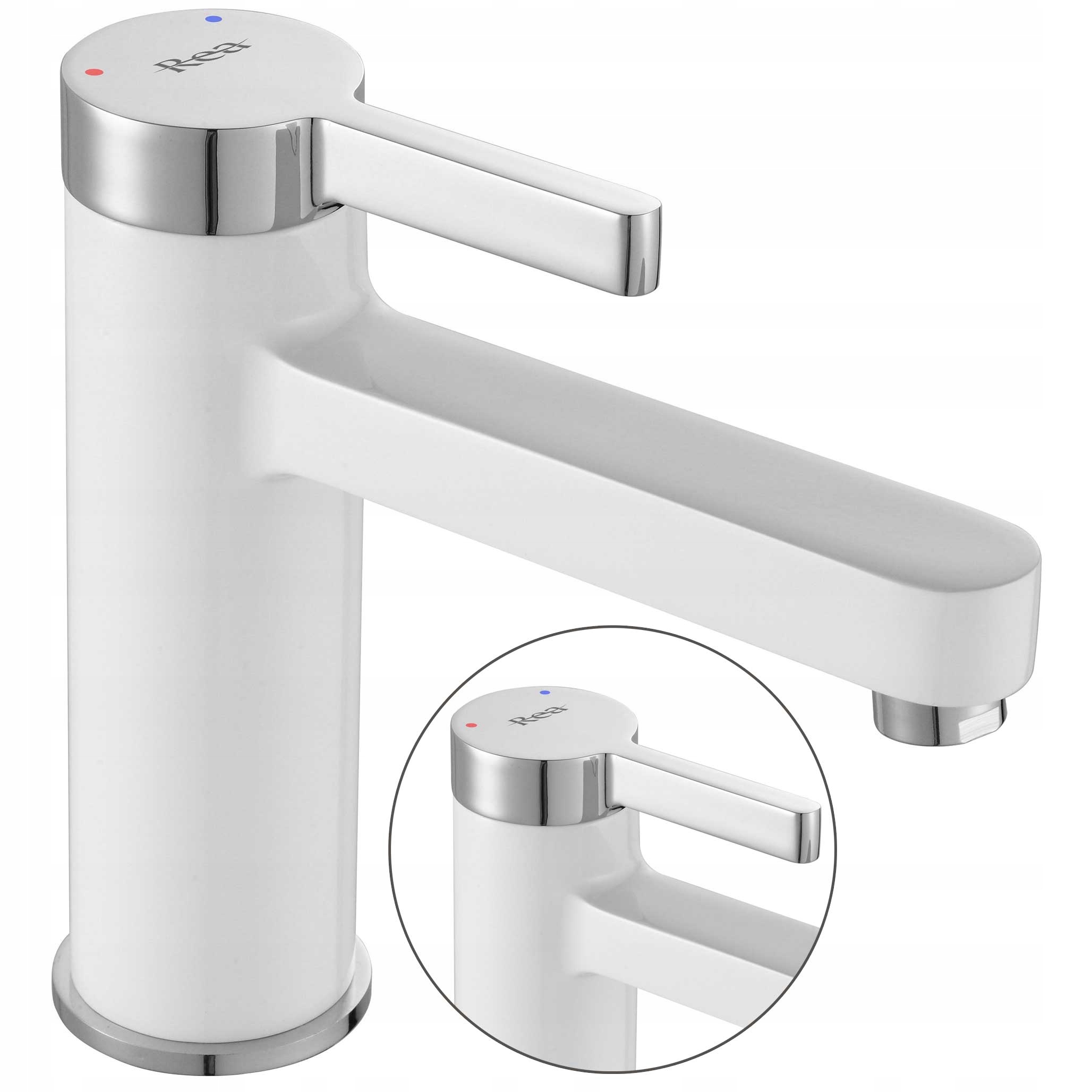 Umývadlová batéria Nízka Biela Chrómová Do Umývadla Rea Polo Dvojfarebná