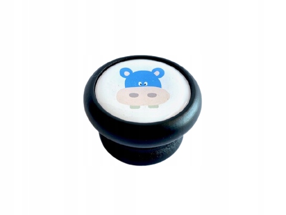 

Gałka drewniana Dziecięca GD07+CZARNA+ Hipopotam