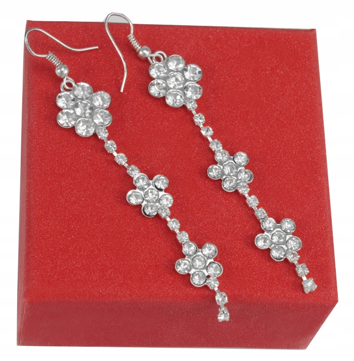 

Kolczyki Srebrne Z Kwiatkami Szklane Cyrkonie