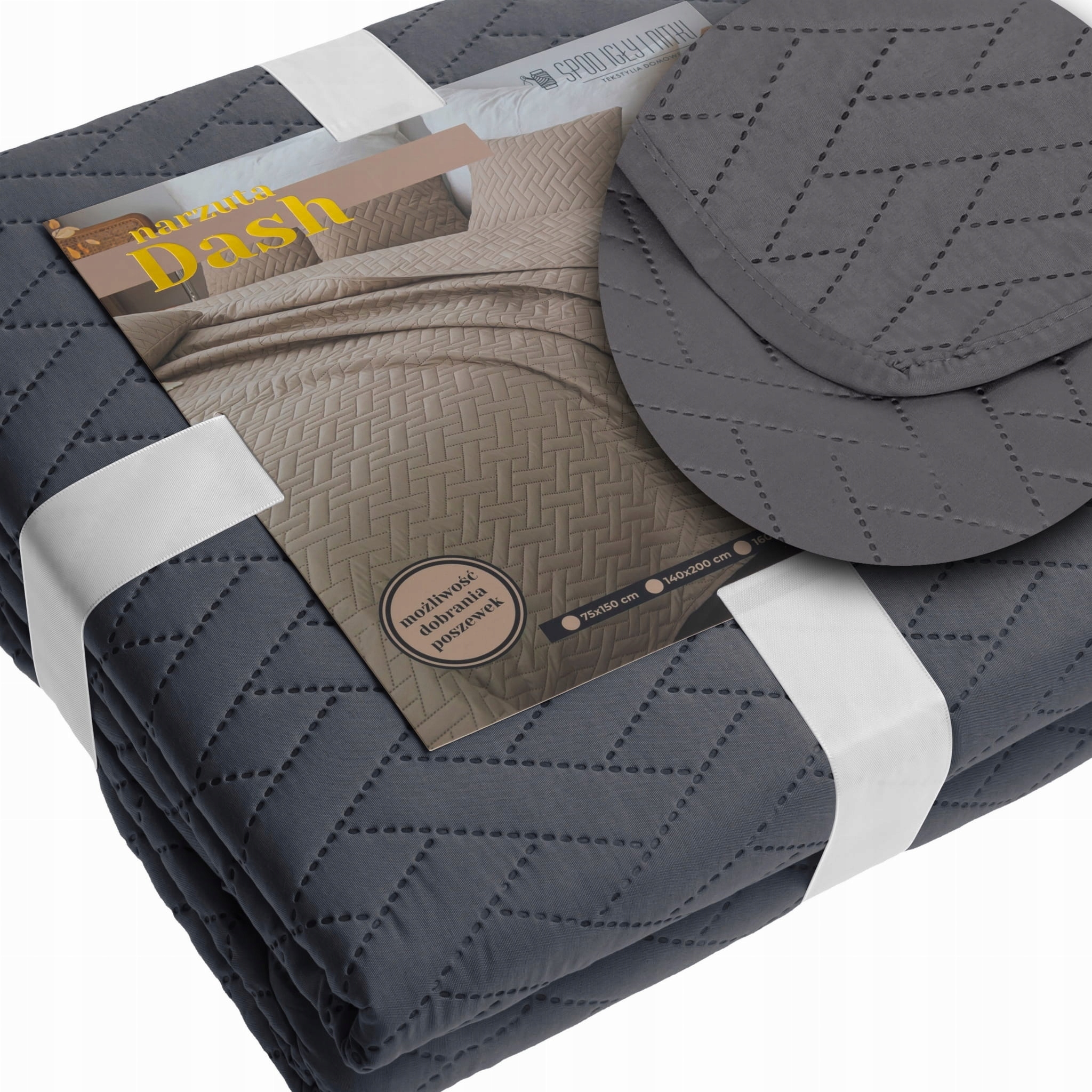 Přehoz na postel 240 x 220 Prošívaný Dash Grafitový Oboustranný Jednobarevný