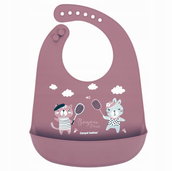 CANPOL Śliniak silikonowy z kieszonką ZMYWALNY